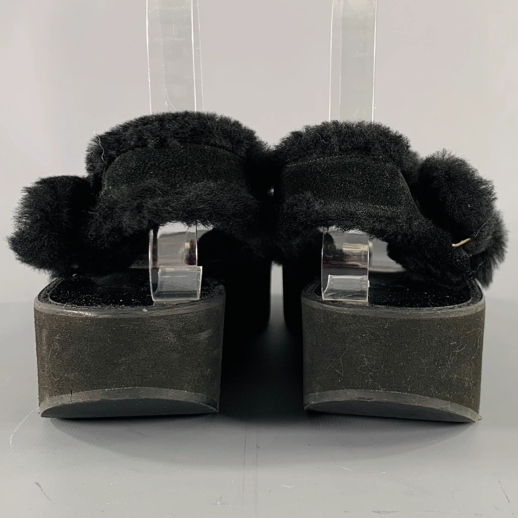 FLAMINGOS Size 9 Black Criss Crossed Platform Sandals - Image 3