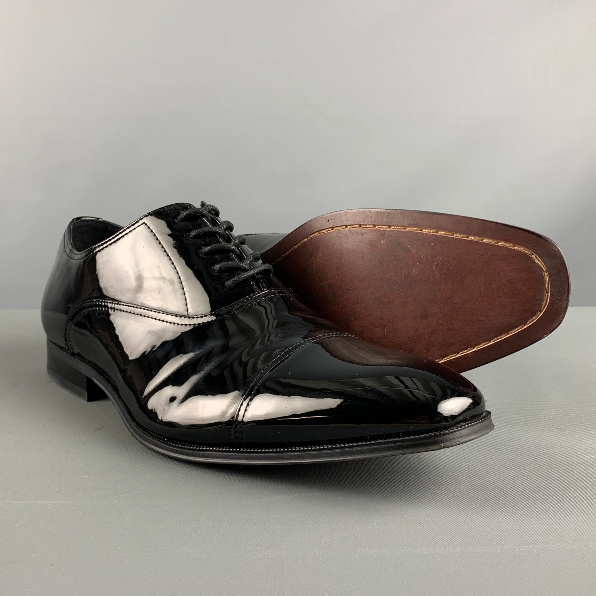 FLORSHEIM Size 11 Black Cap Toe Lace Up Shoes - Image 5
