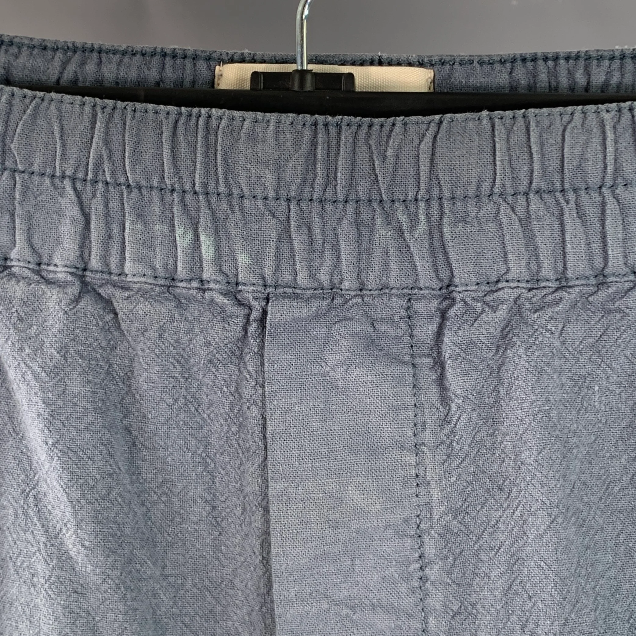 FOLK Size L Blue Grey Linen Cotton Tapered Drawstring Casual Pants - Image 3