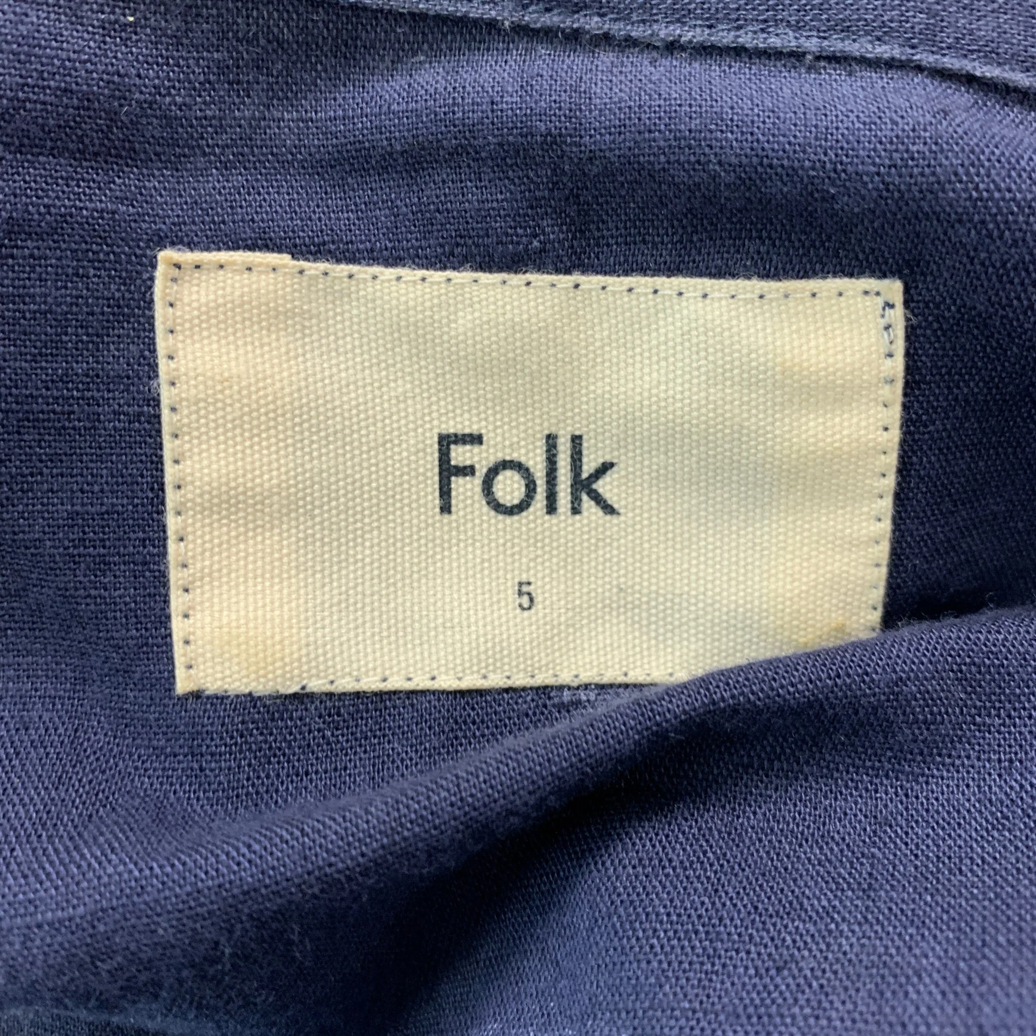 FOLK Size S Navy Dots Linen Cotton Camp Short Sleeve Shirt - Image 4