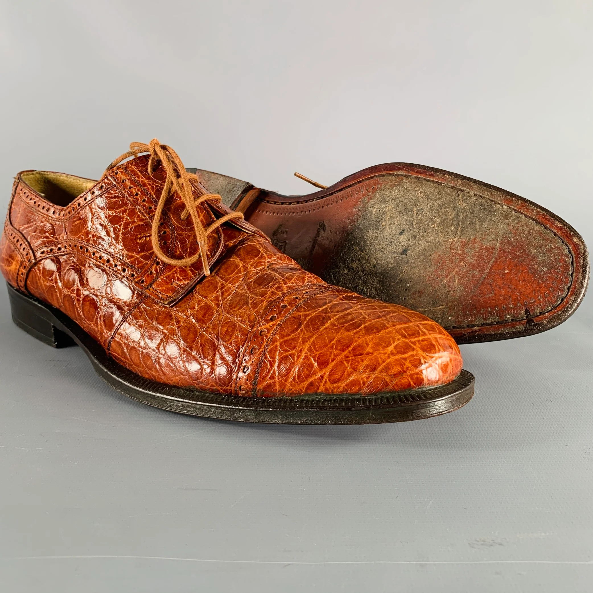 FORLI Size 10 Brown Tan Cap Toe Lace-Up Shoes - Image 5