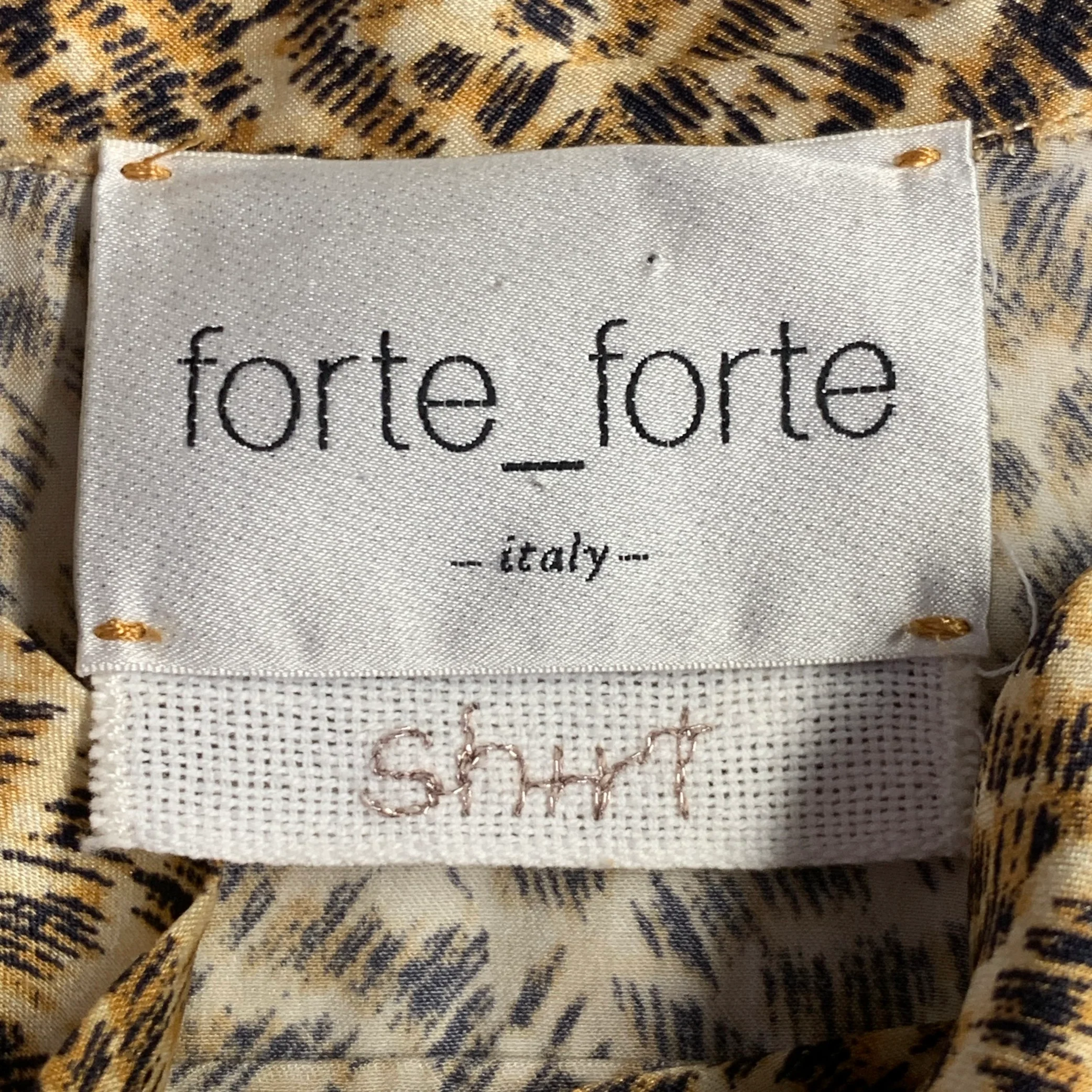 FORTE_FORTE Size 8 Tan Brown Silk Abstract Hidden Buttons Shirt - Image 5