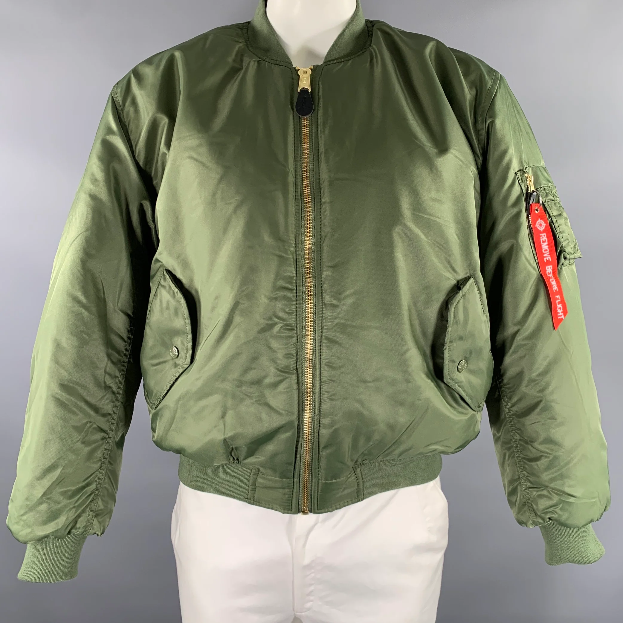 FOSTEX Size XL Green Orange Nylon Bomber Jacket