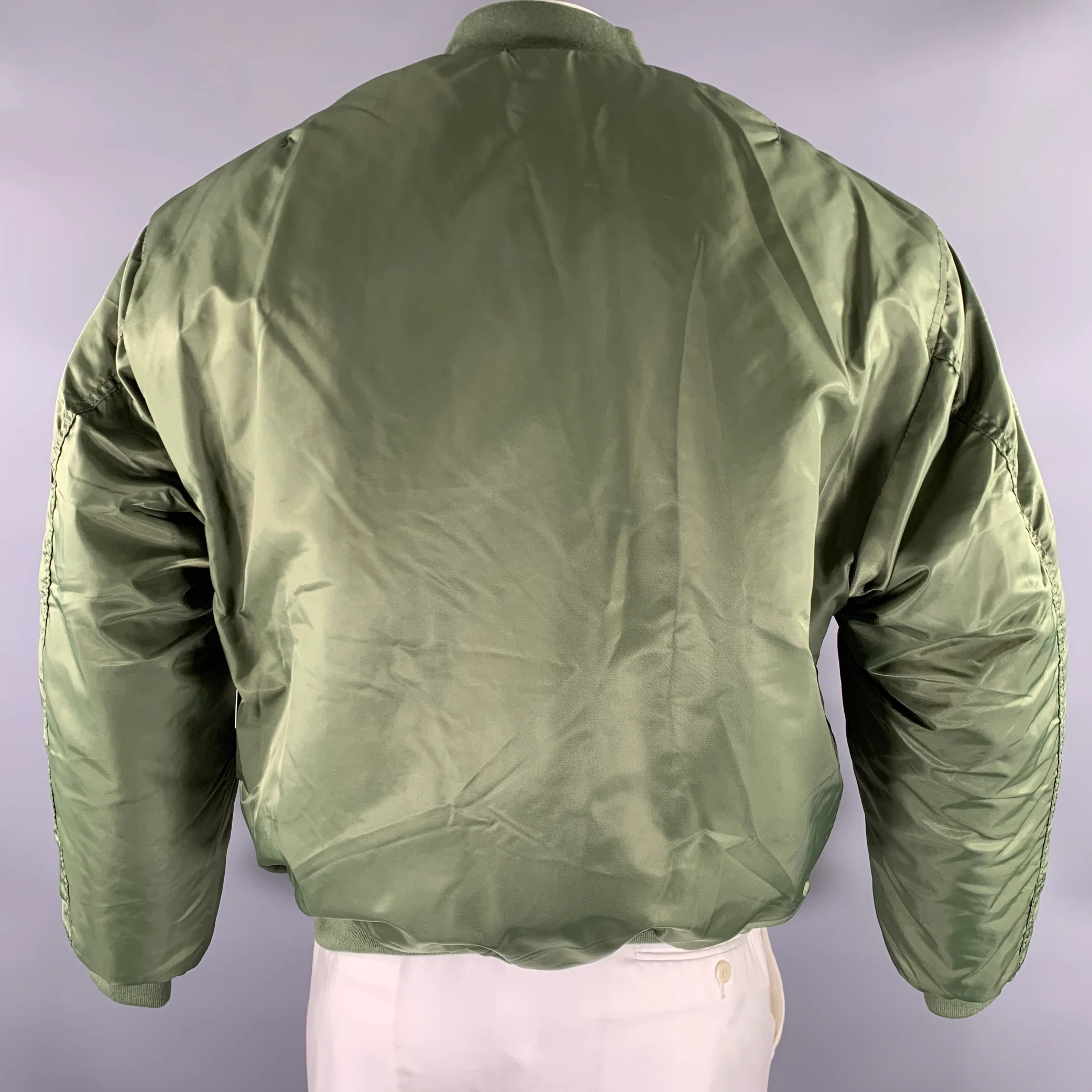FOSTEX Size XL Green Orange Nylon Bomber Jacket - Image 4