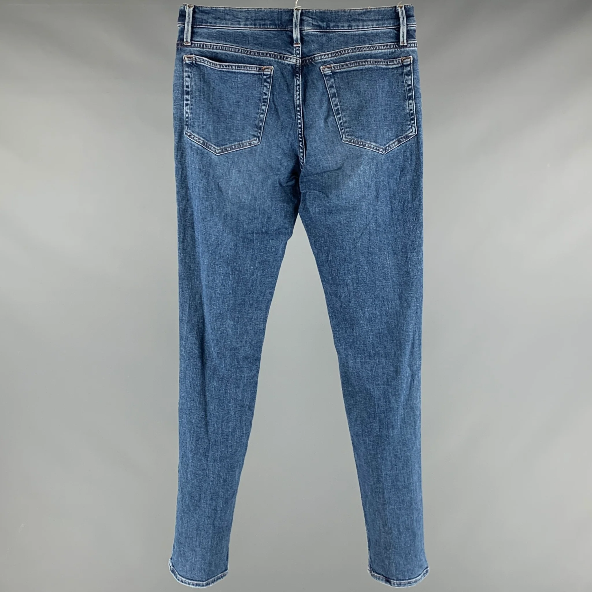 FRAME Size 31 Blue Distressed Cotton Elastane Jeans - Image 4