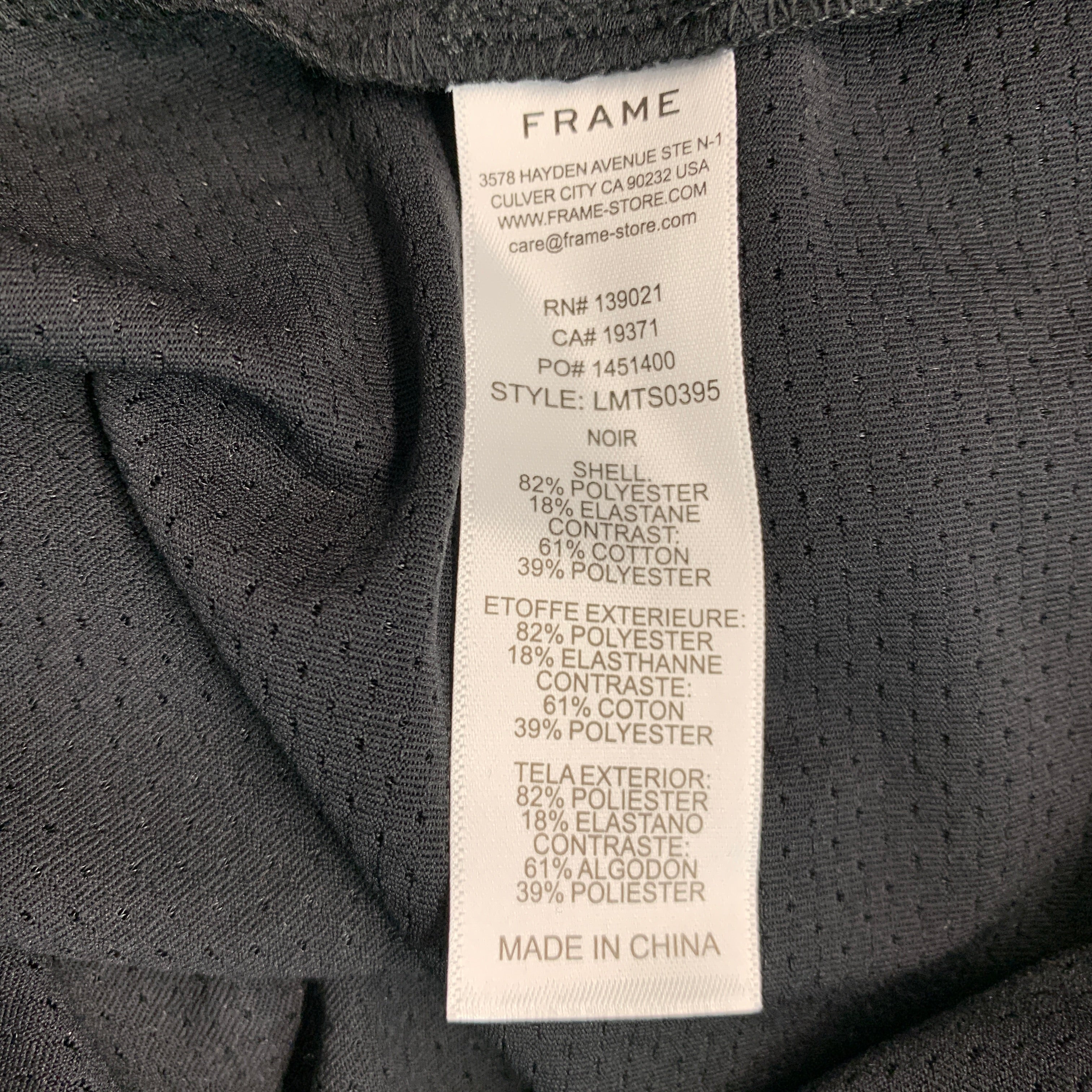 FRAME Size M Black Polyester Blend Crew Neck T-shirt - Image 7