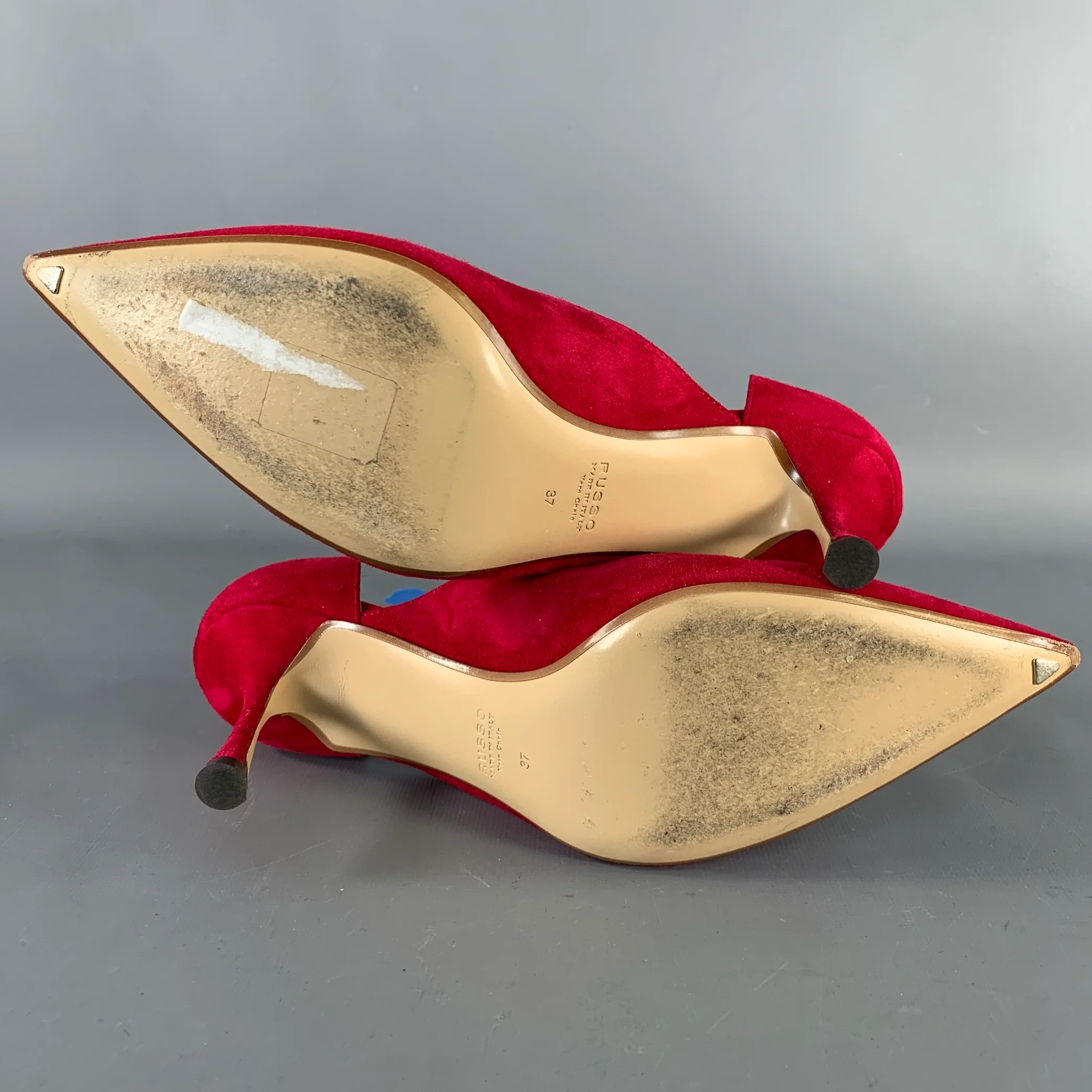 FRANCESCO RUSSO Size 7 Red Suede Pointed Toe D'Orsay Pumps - Image 7