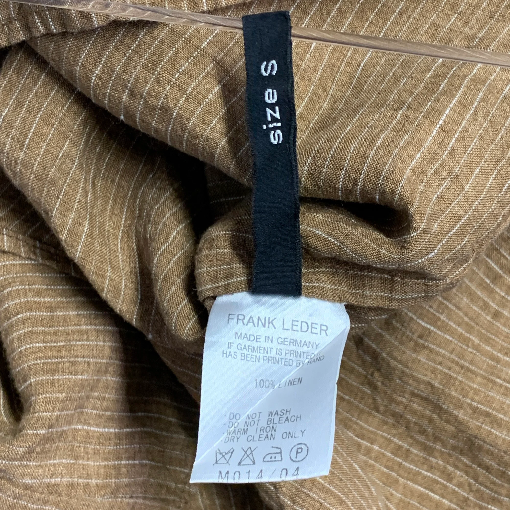 FRANK LEDER Size S Brown White Stripe Linen Spread Collar Long Sleeve Shirt - Image 9