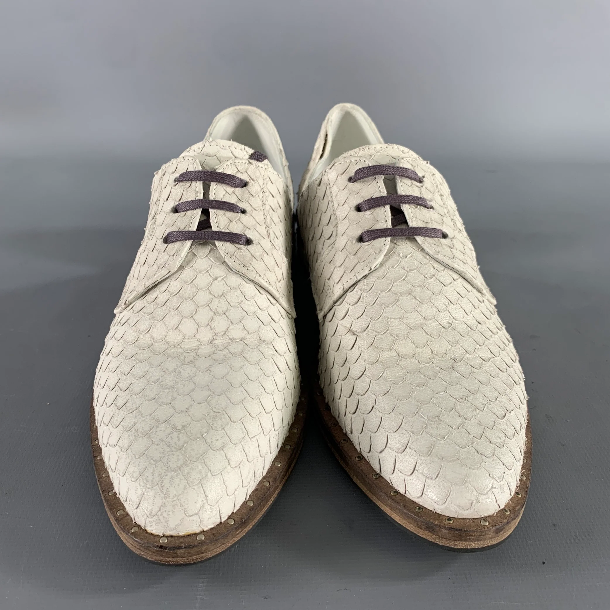 FREDA SALVADOR Size 5.5 White Leather Snake Embossed Embossed Pointed Toe Flats - Image 4