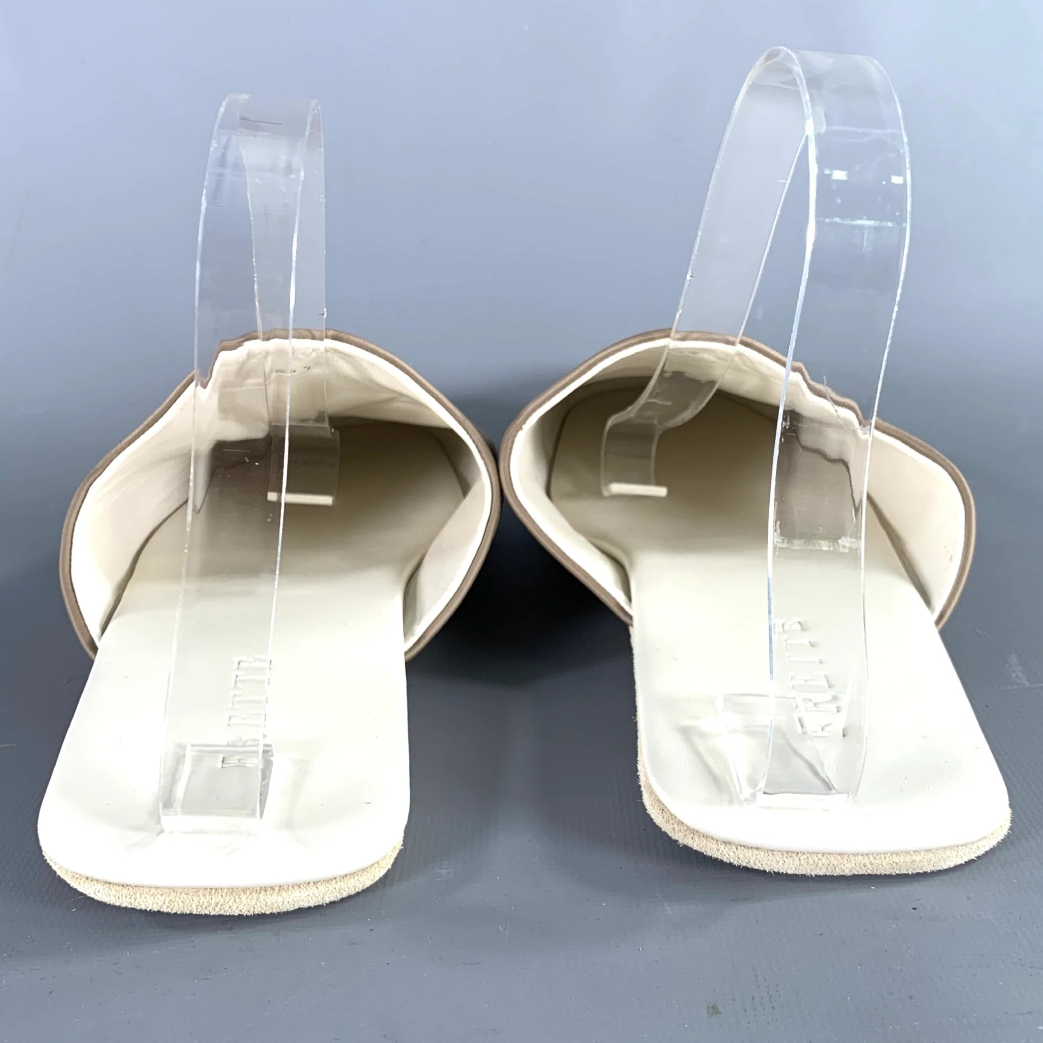 FRETTE Size 9 Grey Taupe Leather Slippers Loafers - Image 3