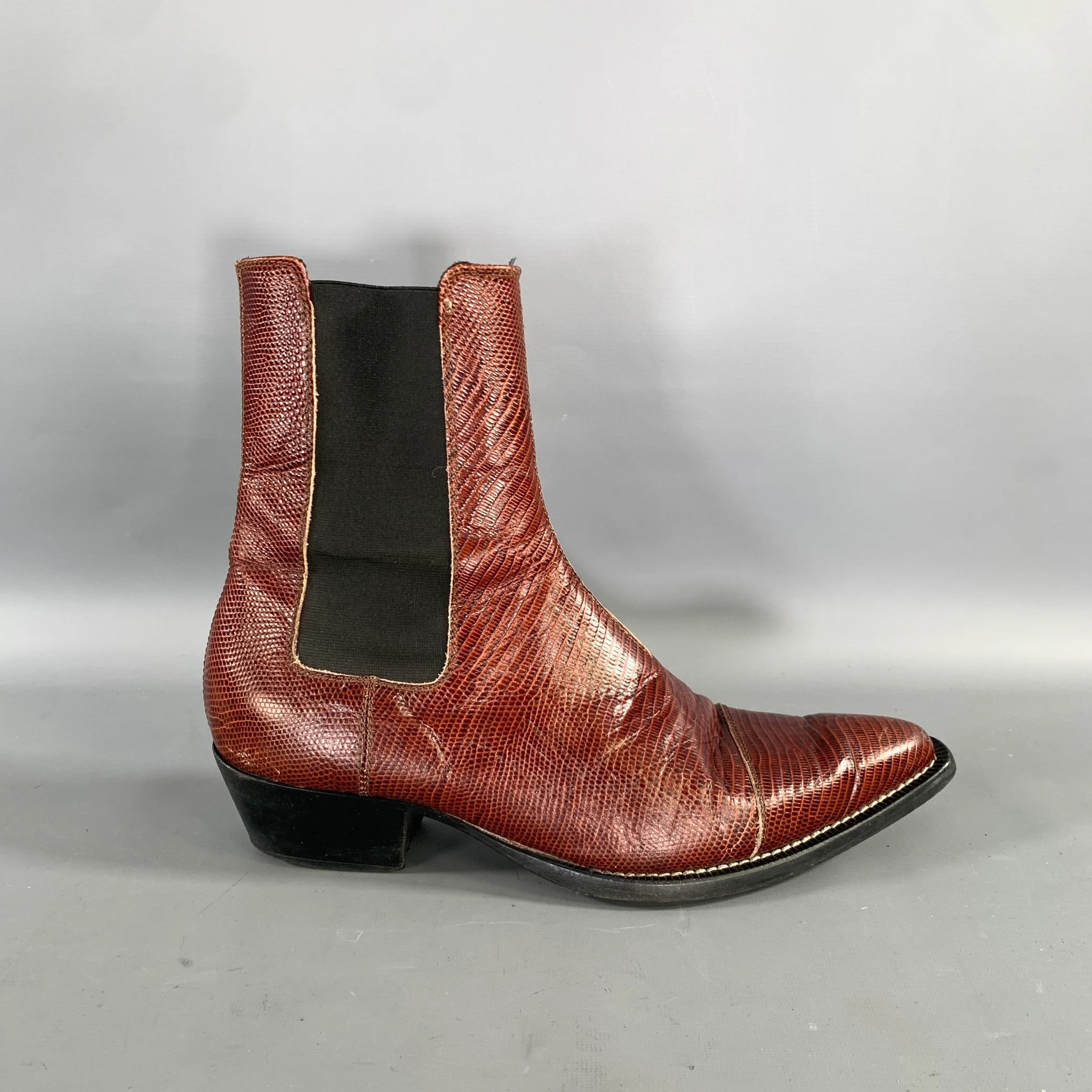 FROM THE FIRST Size 9 Brown Lizard Leather Chelsea Boots - Image 2