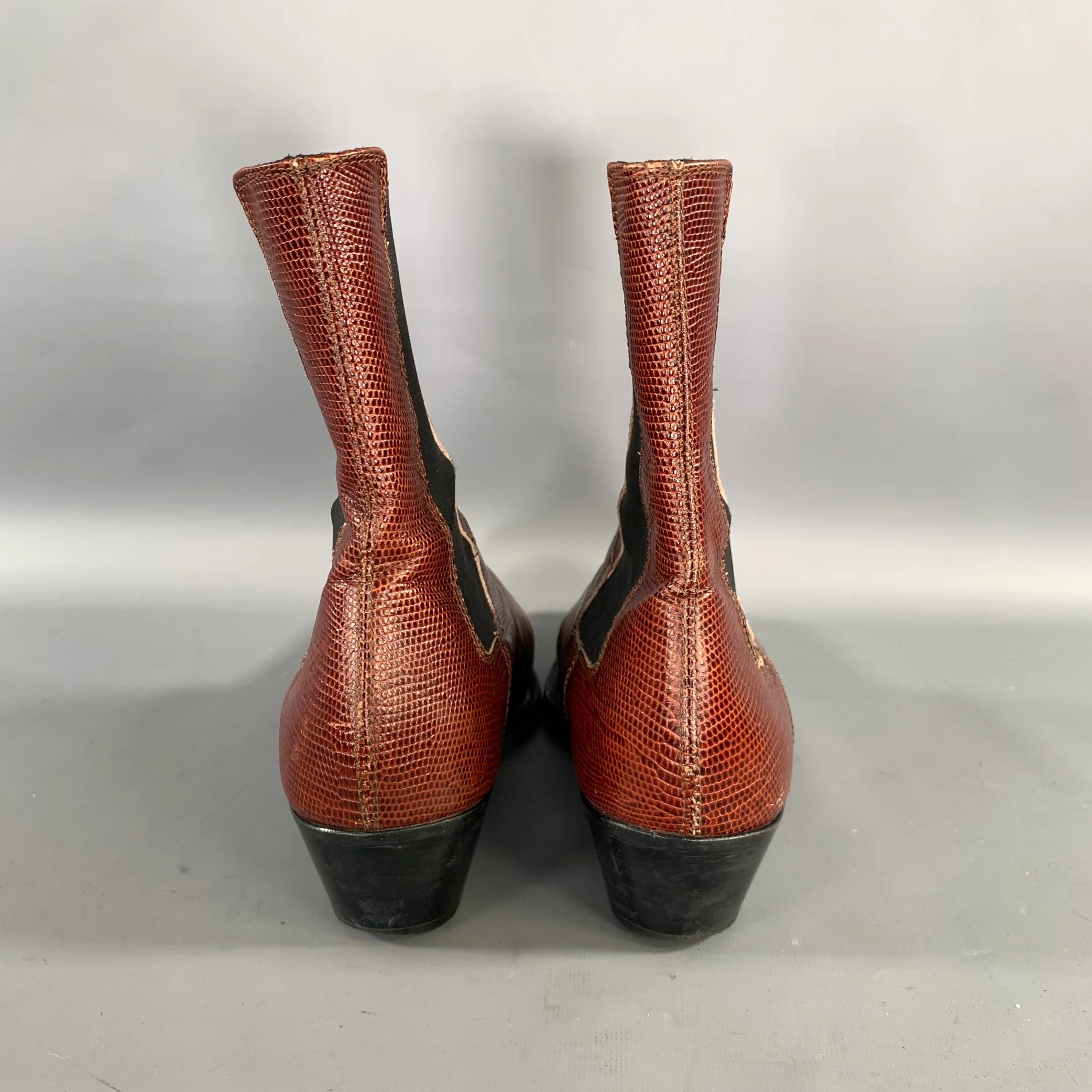 FROM THE FIRST Size 9 Brown Lizard Leather Chelsea Boots - Image 3