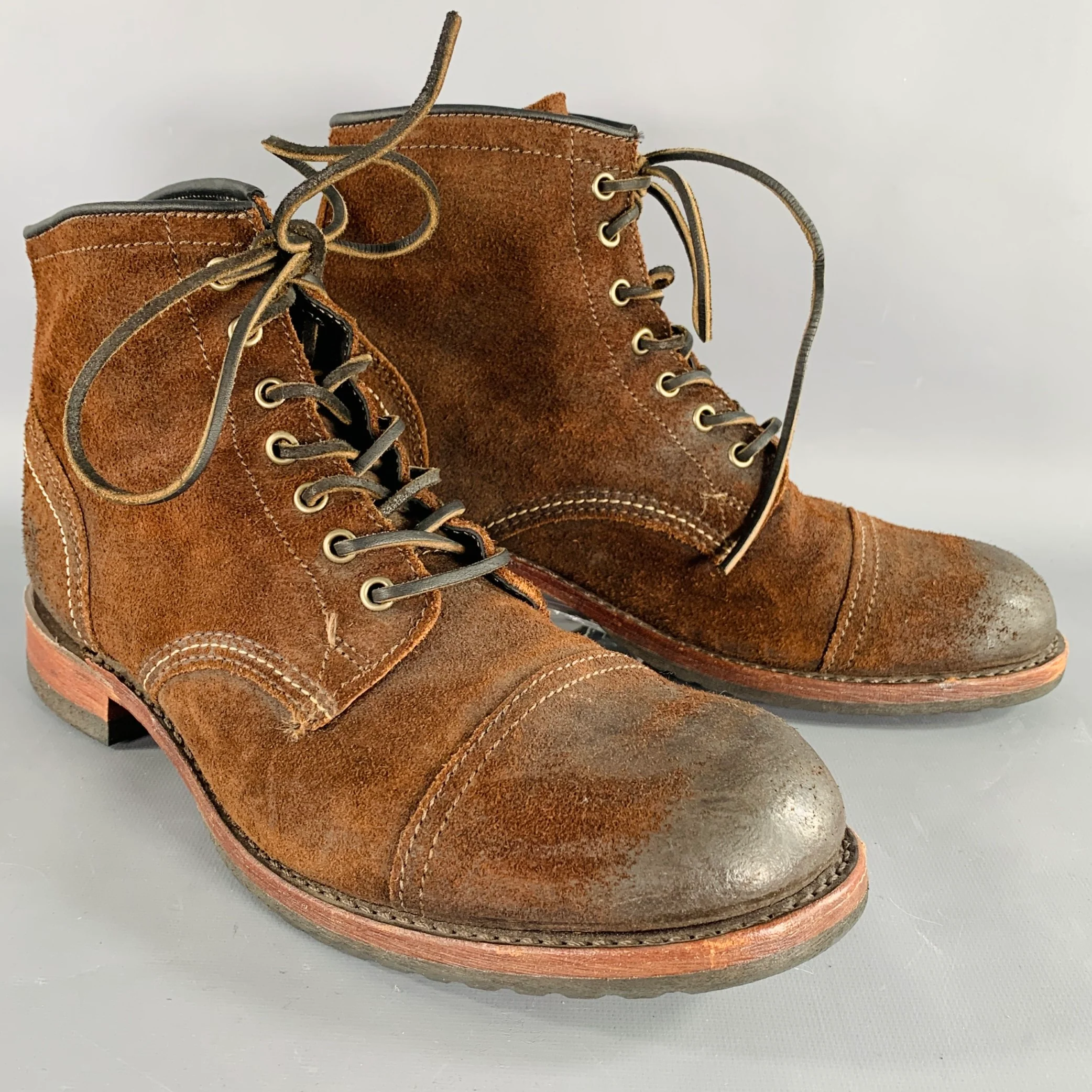 FRYE Size 10.5 Brown Roughout Leather Lace-Up Boots