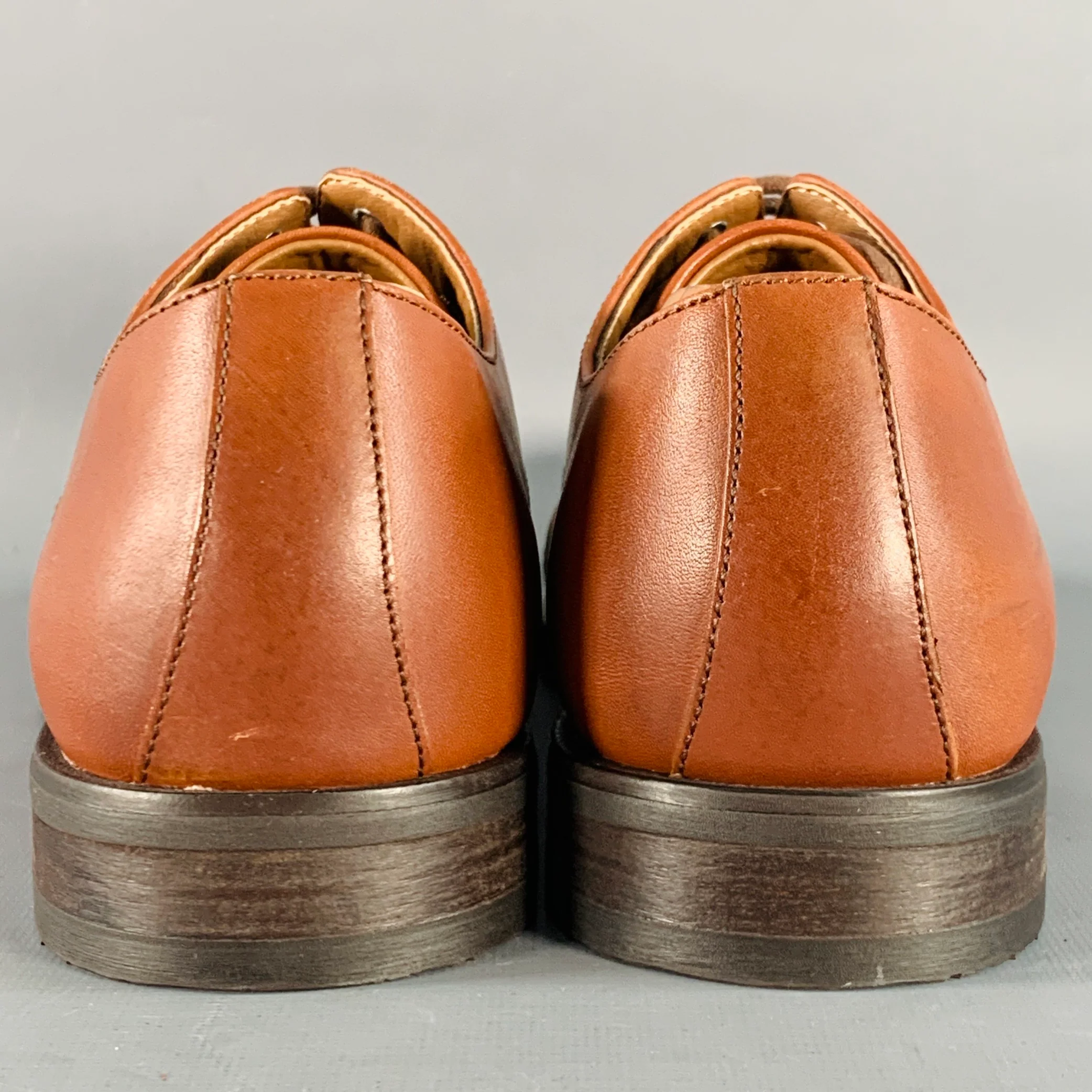 FRYE Size 8.5 Tan Leather Cap Toe Oxford Lace-Up Shoes - Image 3