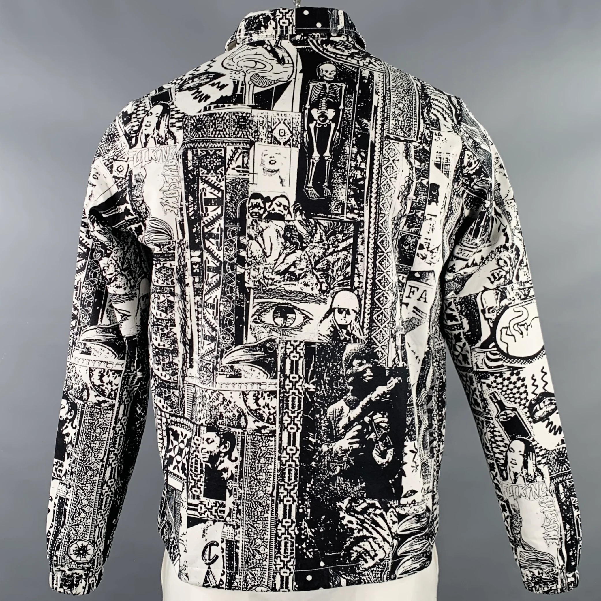 FUCKING AWESOME Size S White Black Abstract Cotton Shirt Jacket - Image 3