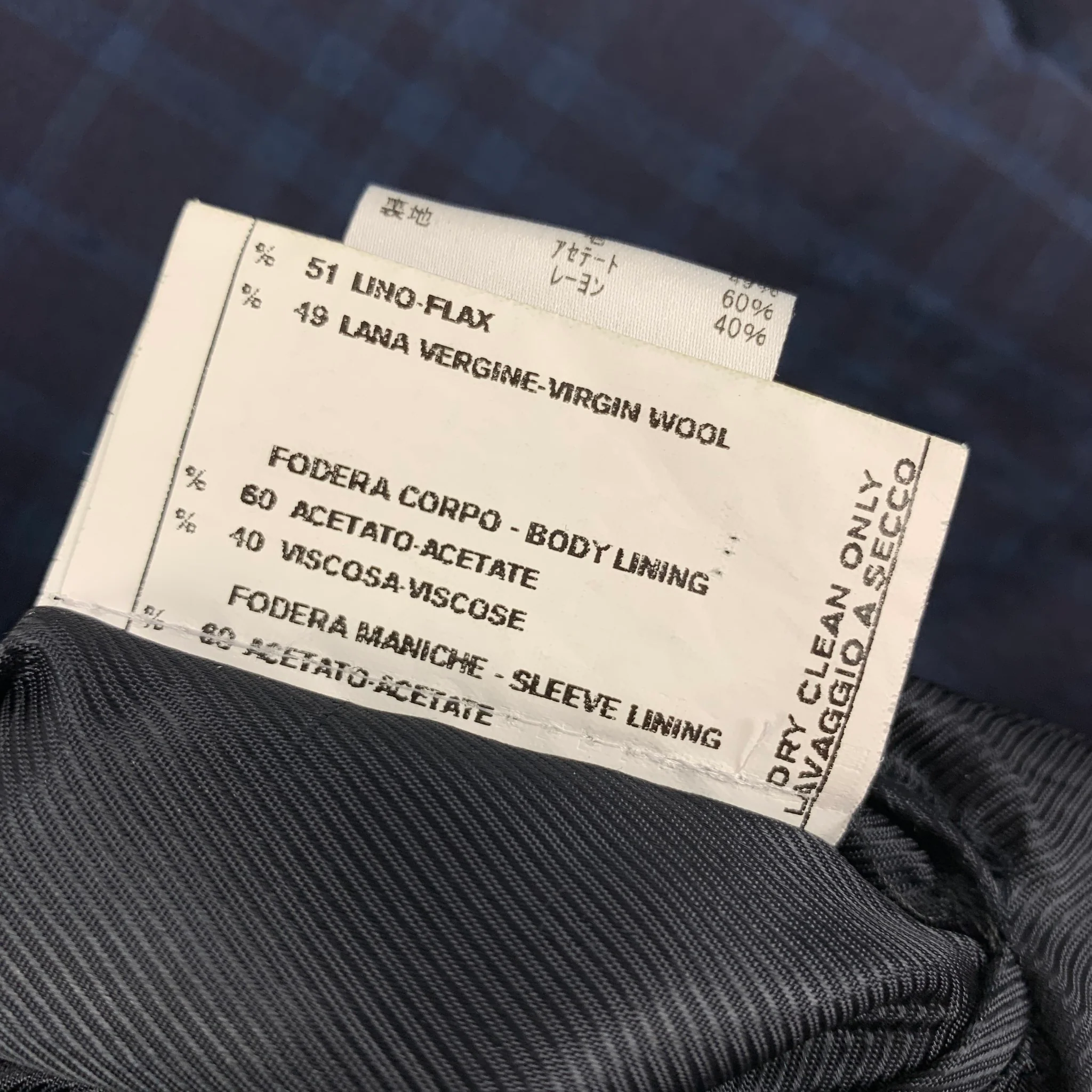 FUGATO for SHIPS Size 36 Navy Blue Plaid Flax Wool Sport Coat - Image 5