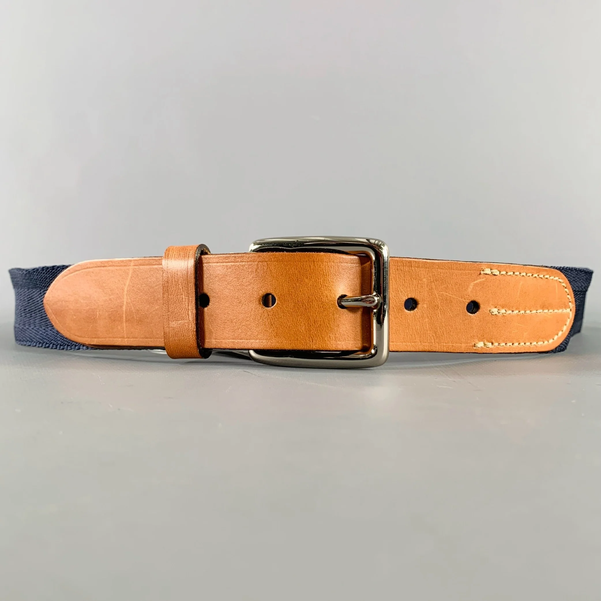 FULLUM&HOLT Size 36 Navy Tan Woven Canvas Belt