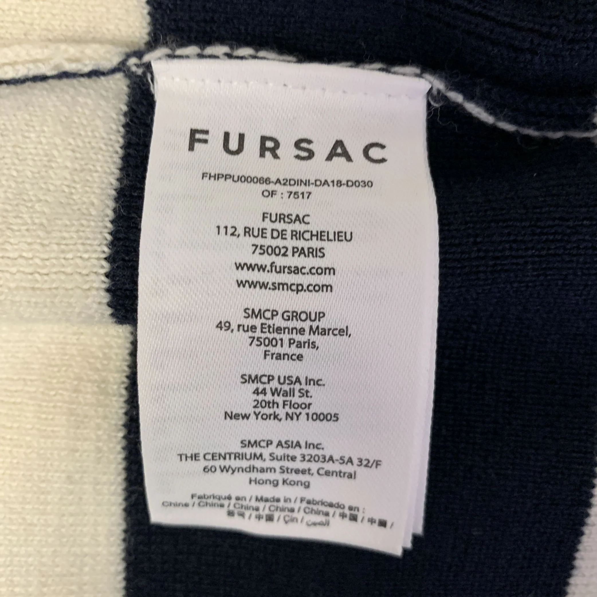 FURSAC Size XL Navy White Stripe Wool Crew-Neck Sweater - Image 5