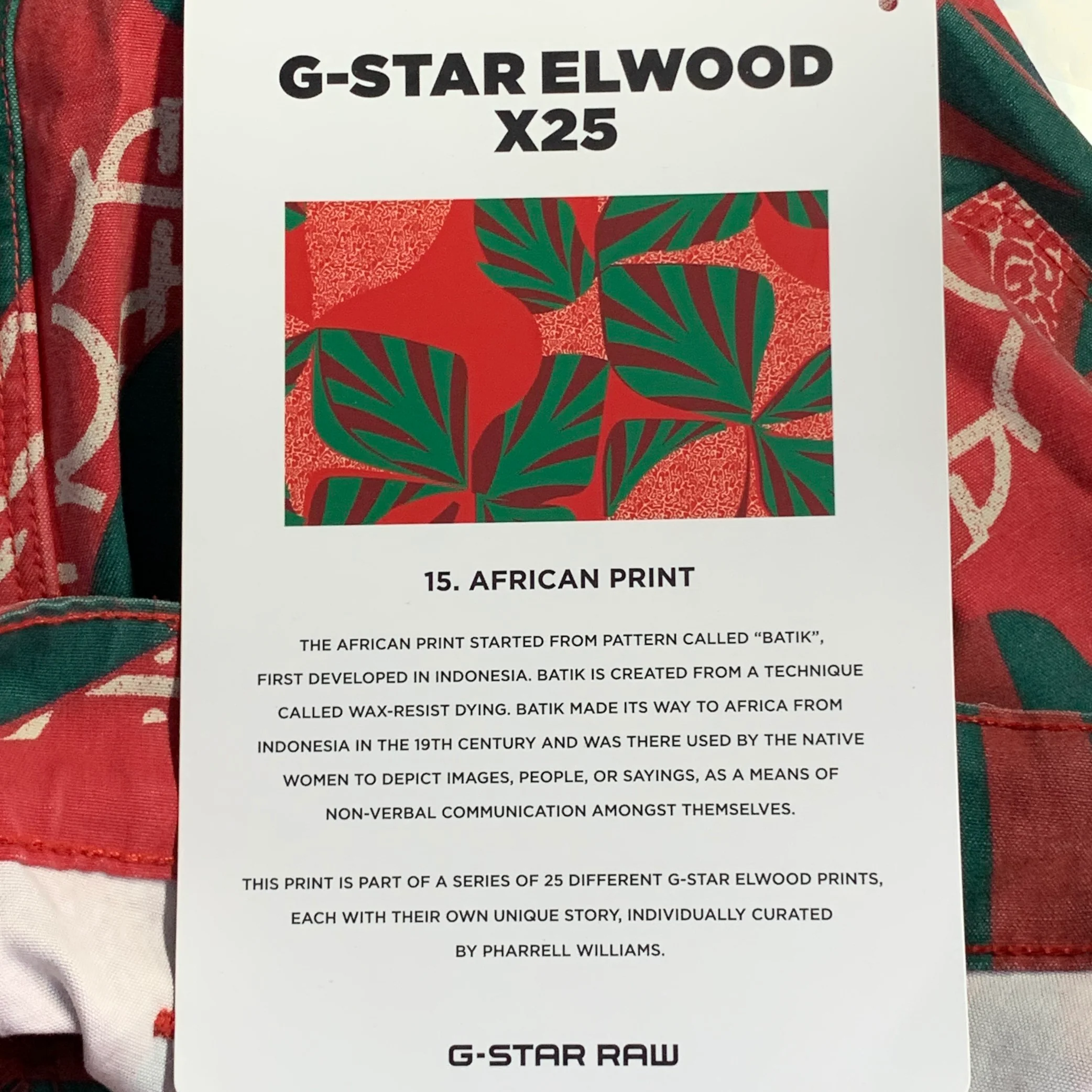 G-STAR By PHARRELL SS17 Size 30 Elwood X25 Red Green Batik Cotton Tapered Casual Pants - Image 5