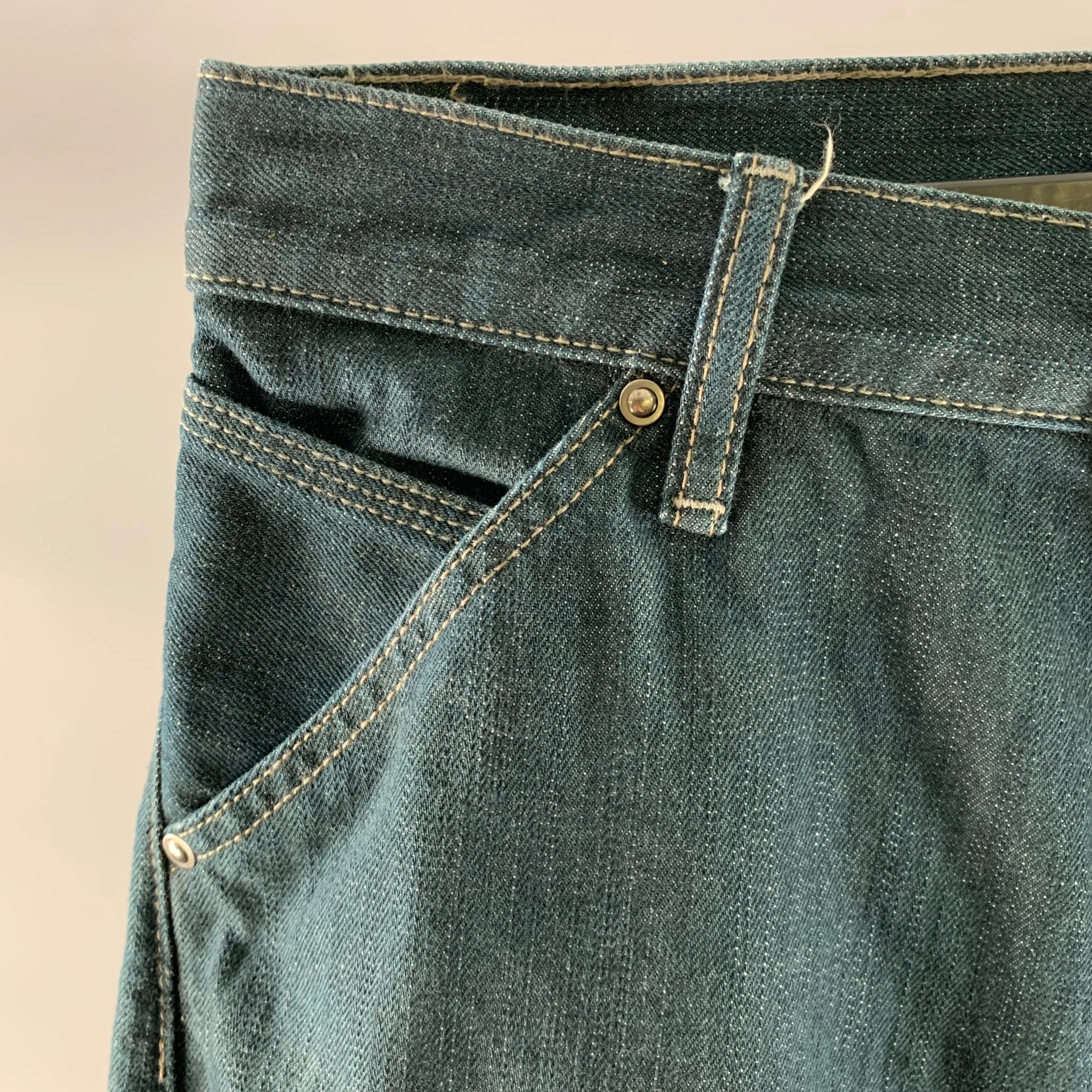 G-STAR Size 30 Navy Indigo Cotton Blend Bootcut Jeans - Image 2