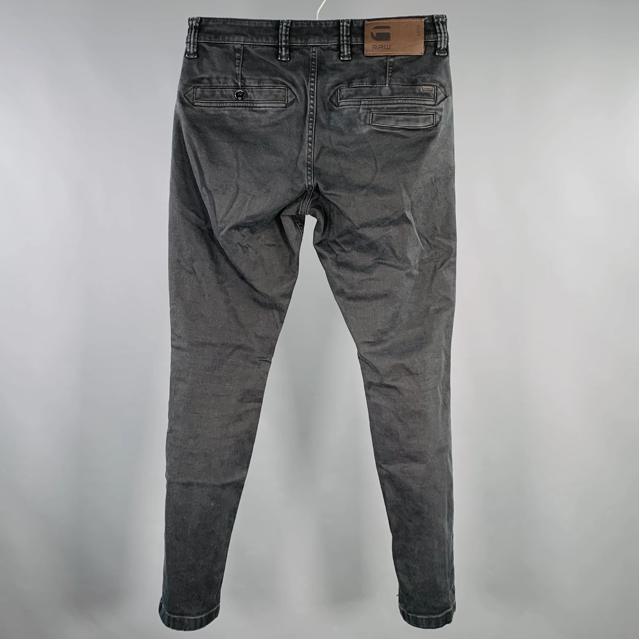 G-STAR Size 31 Skinny Chino Black Twill Cotton Blend Zip Fly Jeans - Image 2