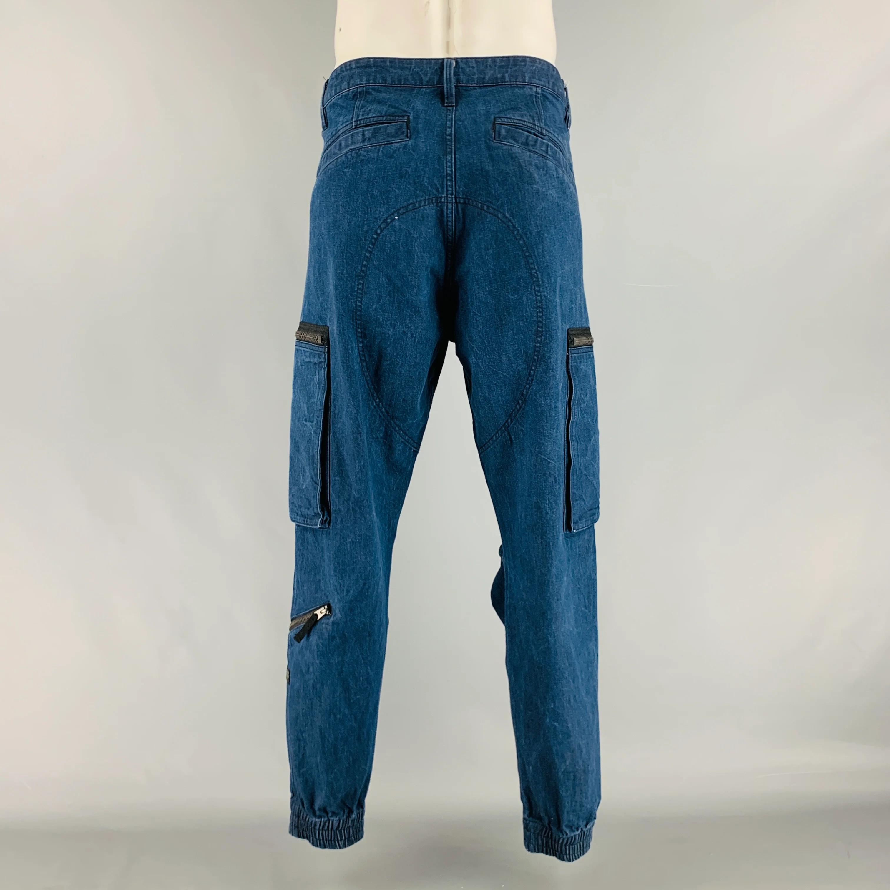 G-STAR Size 36 Indigo Solid Cotton Cargo Pockets Casual Pants - Image 4