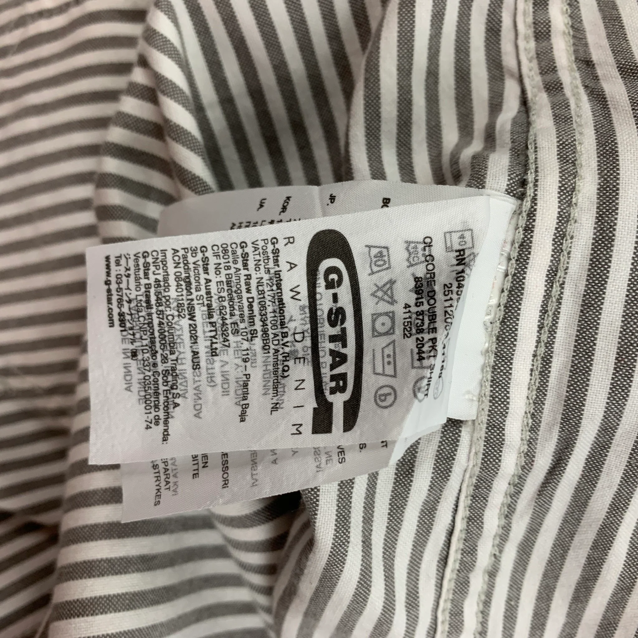 G-STAR Size M White Taupe Stripe Cotton Button Up Long Sleeve Shirt - Image 5