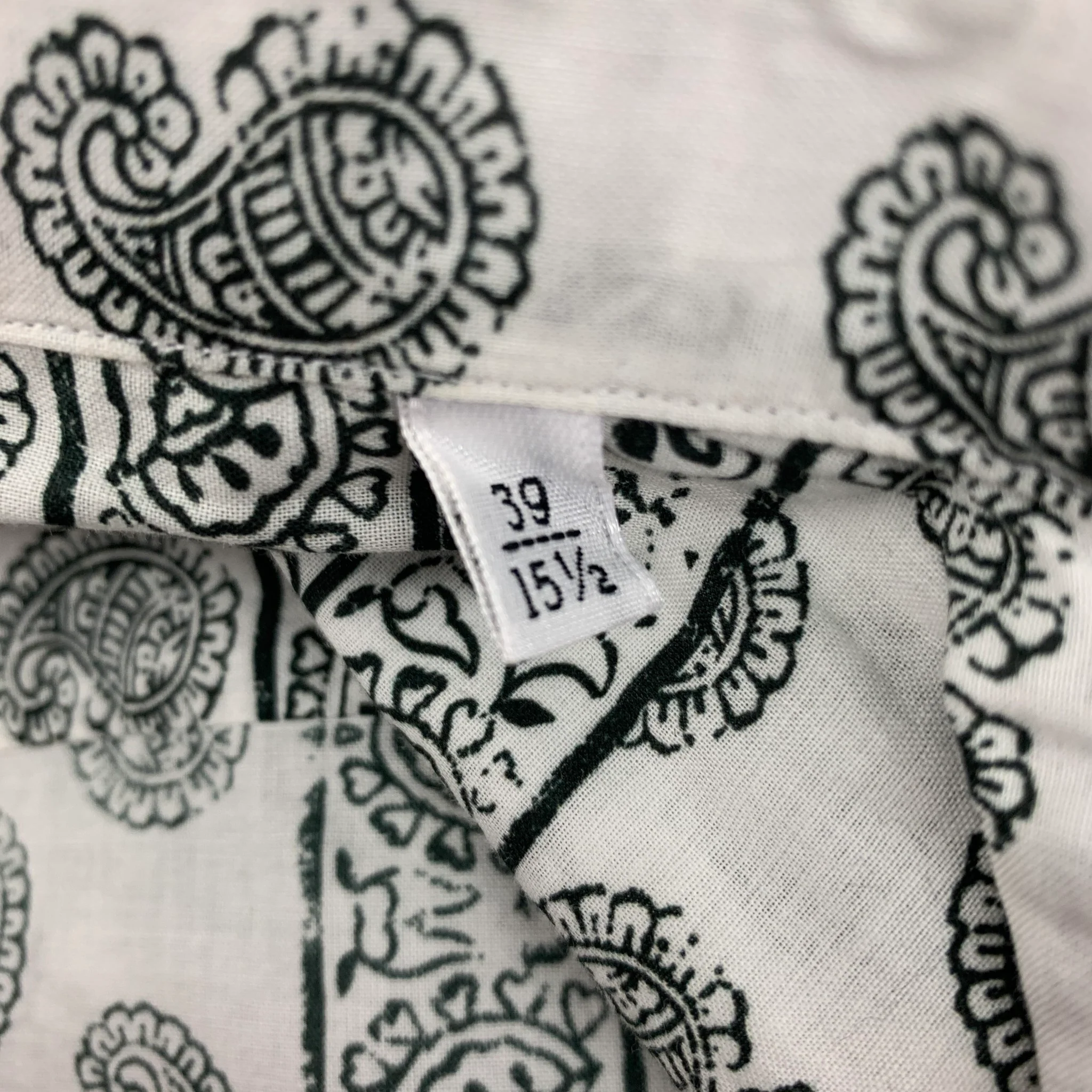 GABRIELE PASINI Size M White Black Paisley Cotton Long Sleeve Shirt - Image 7