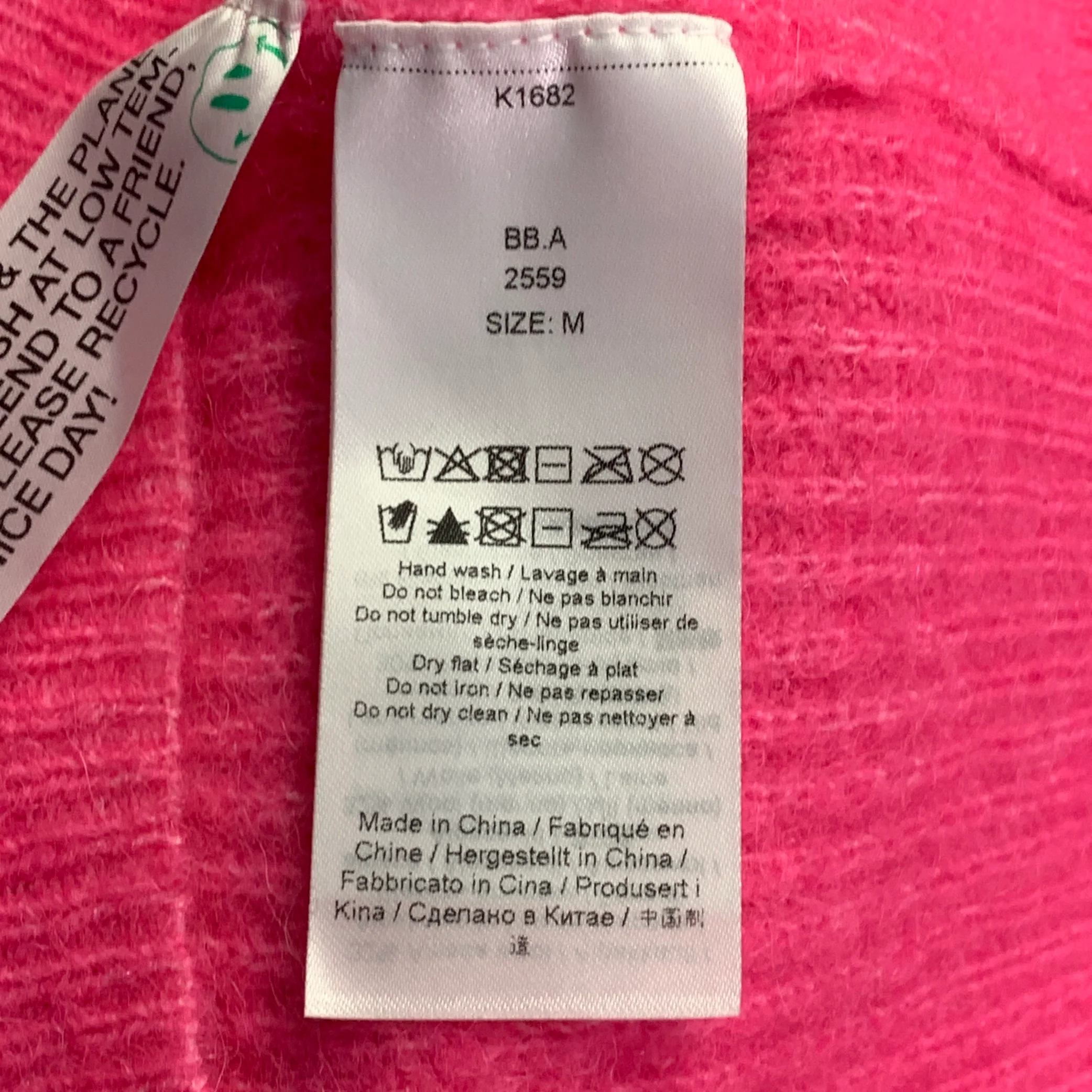 GANNI Size M Hot Pink Alpaca Blend Rhinestones Cropped Cardigan - Image 6