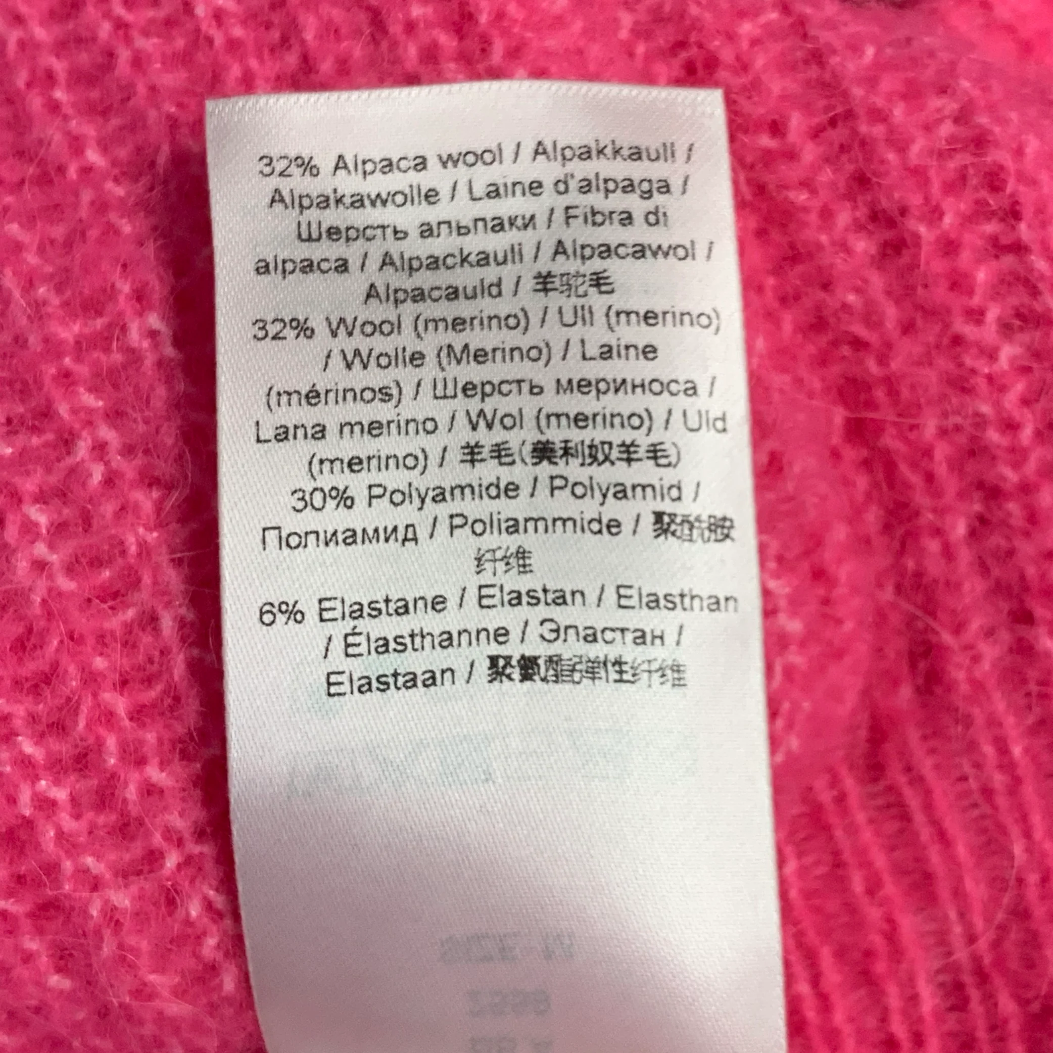 GANNI Size M Hot Pink Alpaca Blend Rhinestones Cropped Cardigan - Image 7