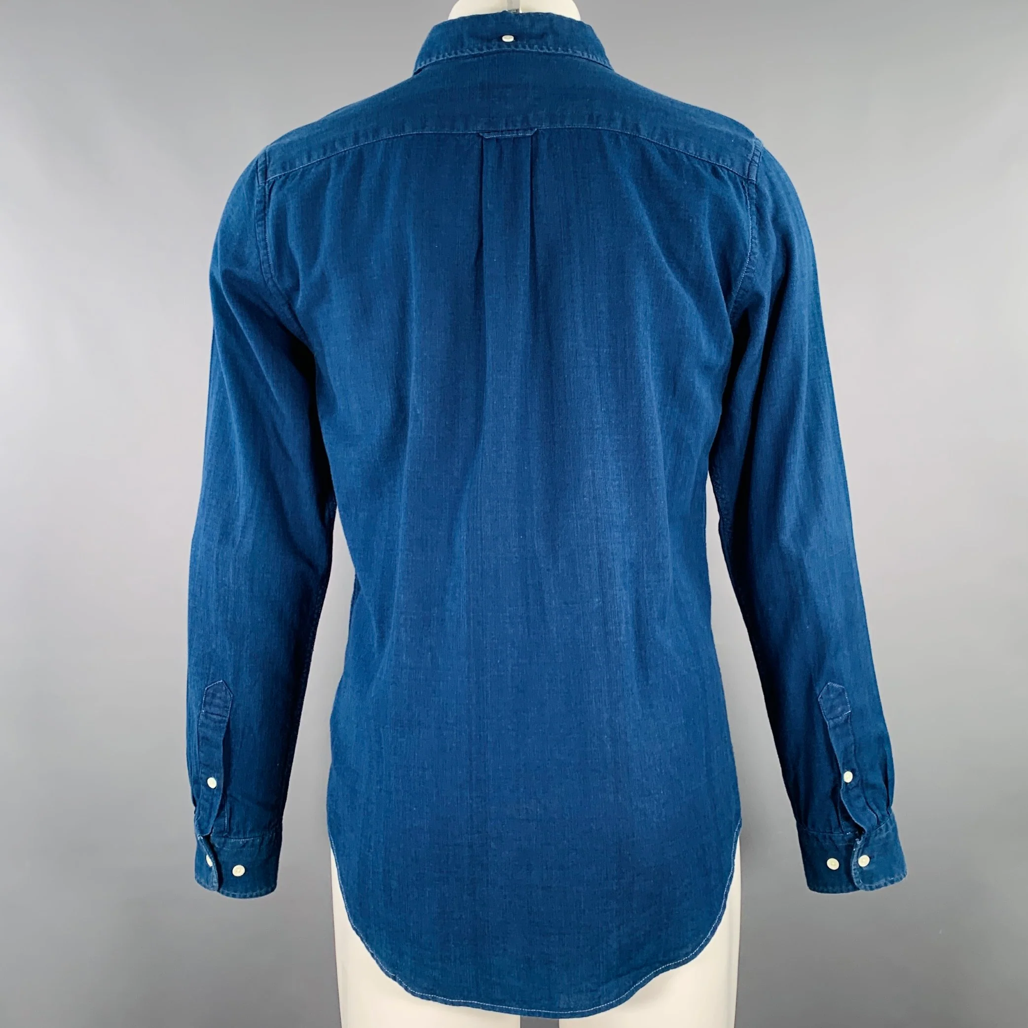 GANT Size M Navy Cotton One Pocket Long Sleeve Shirt - Image 3