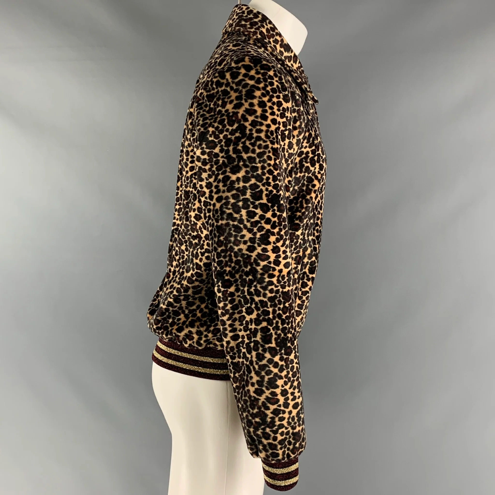 GARCONS INFIDELES Size M Black Tan Animal Print Snaps Jacket - Image 3