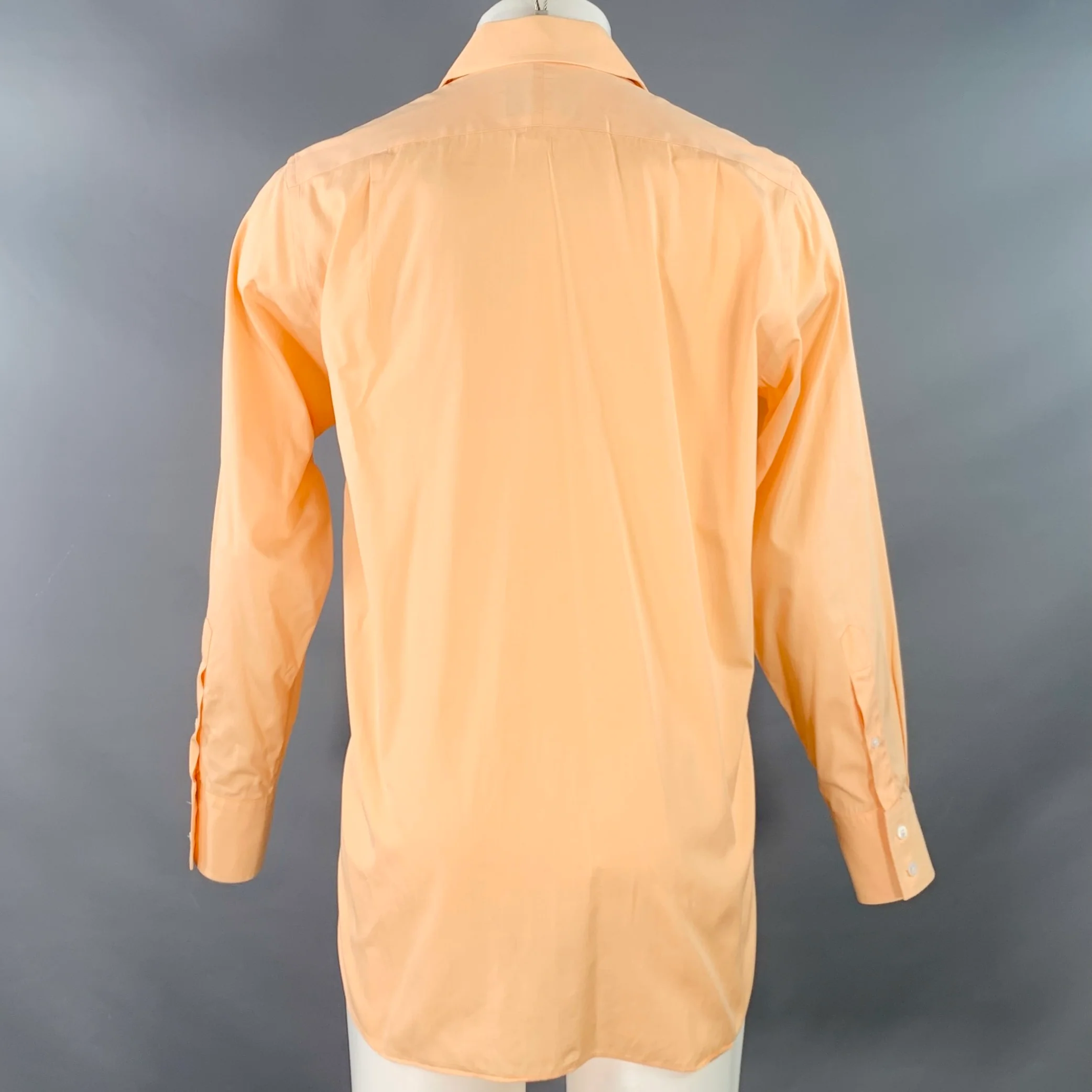 GARRICK ANDERSON Size S Orange Cotton Curved Cutaway Long Sleeve Shirt - Image 3