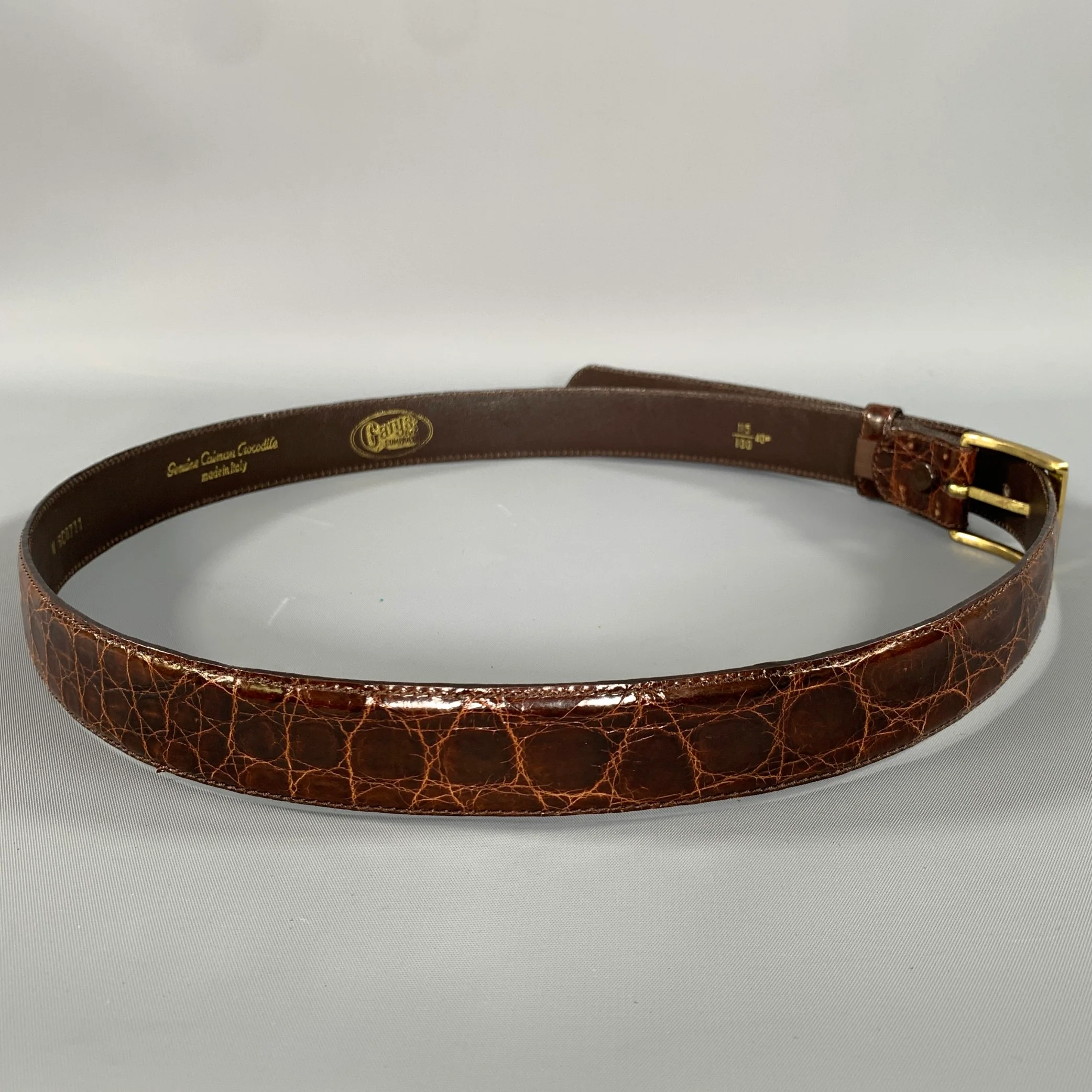 GARYS & COMPANY Size 40 Brown Crackled Crocodile Belt - Image 2