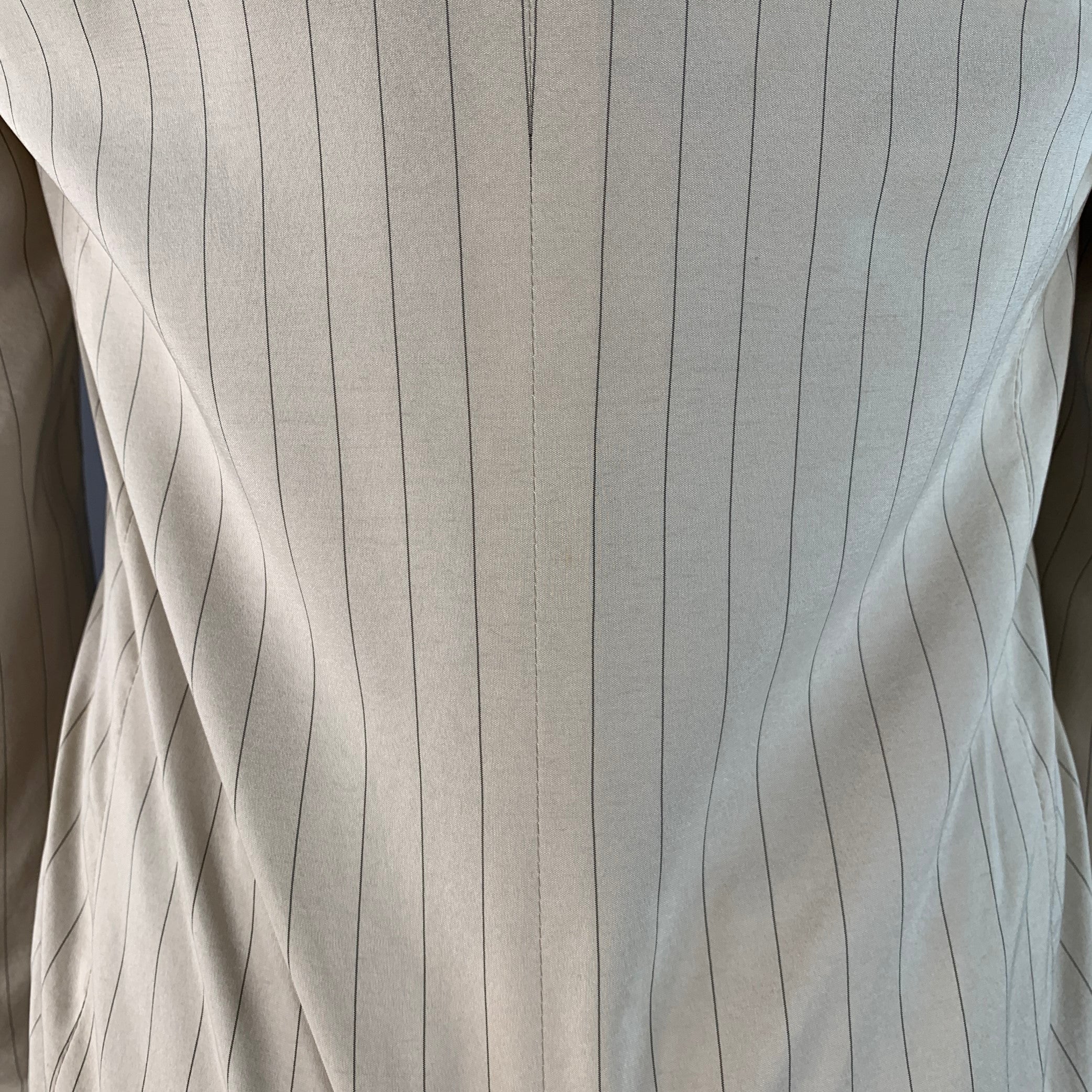 GAULTIER 2 Vintage Size 38 Beige Grey Pinstripe Wool Silk Single Button Hooded Suit - Image 9