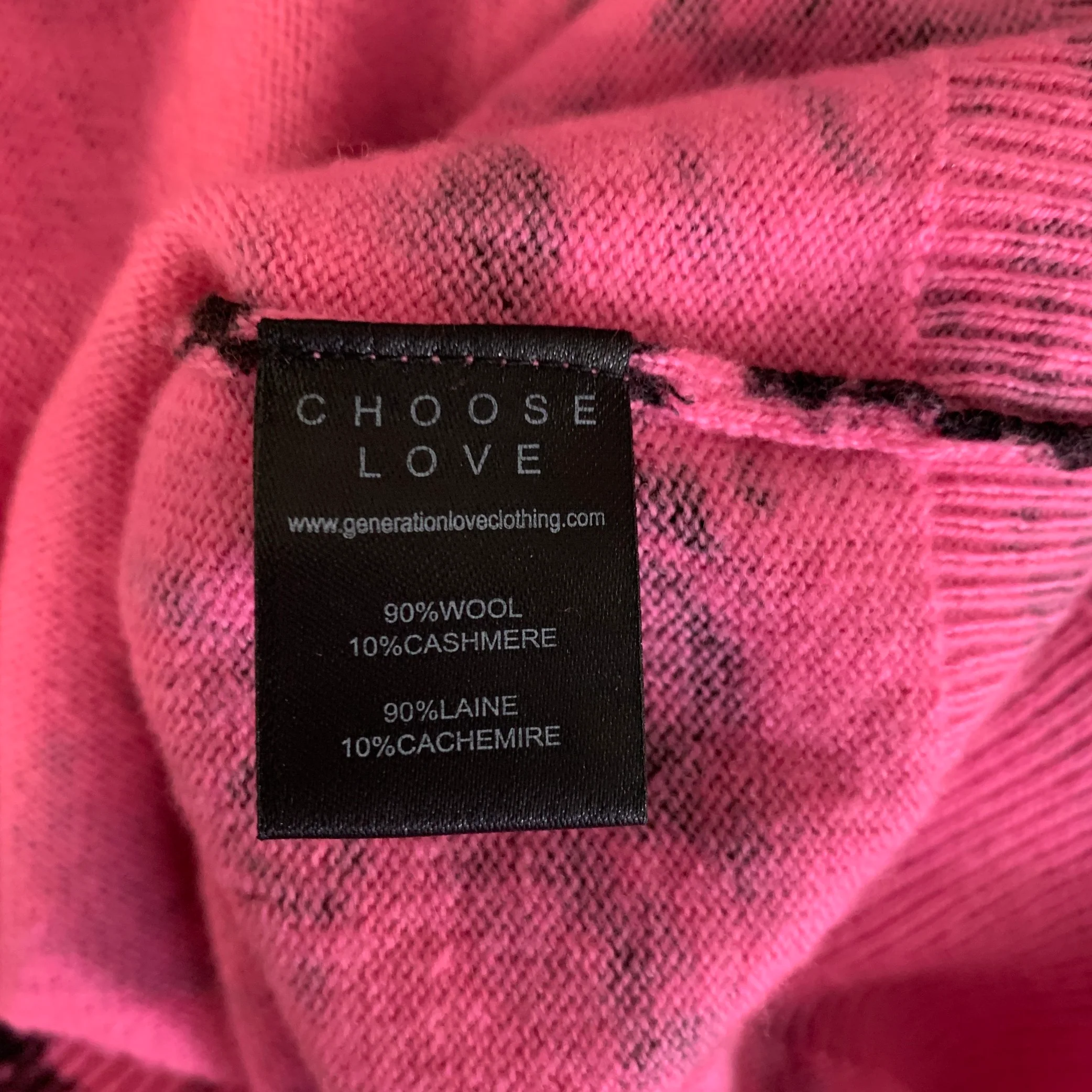 GENERATION LOVE Size XS Pink Black Wool Cashmere Dyed Sweater Womens - Image 5