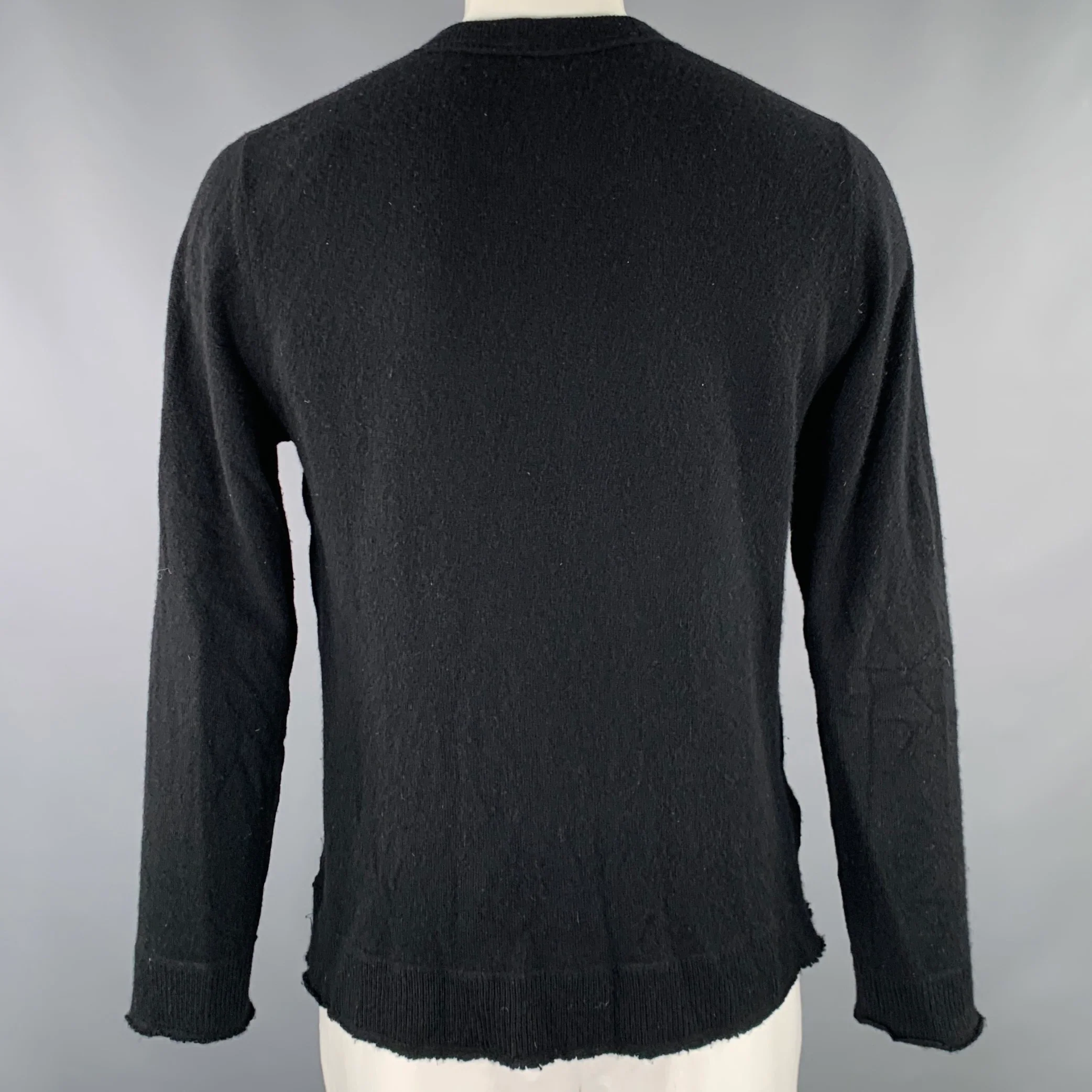 GENERRA Size L Black Knit Cashmere V-Neck Pullover - Image 3