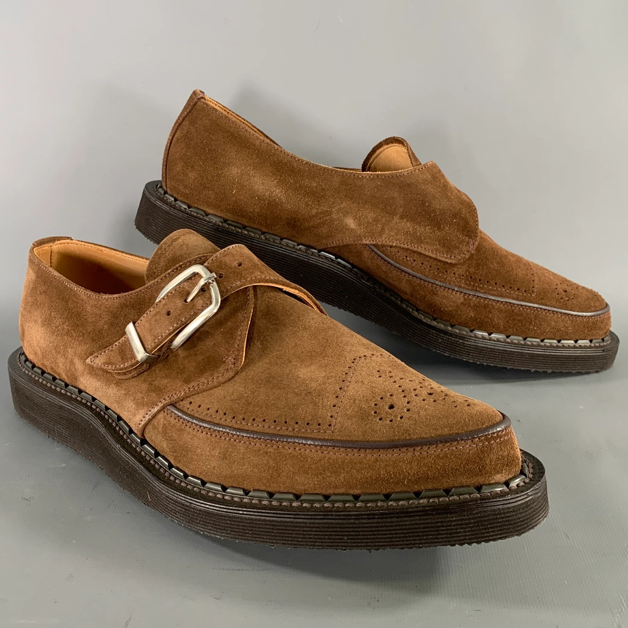 GEORGE COX Size 10 Brown 4200 MG MONK 593 Leather Creeper Loafers