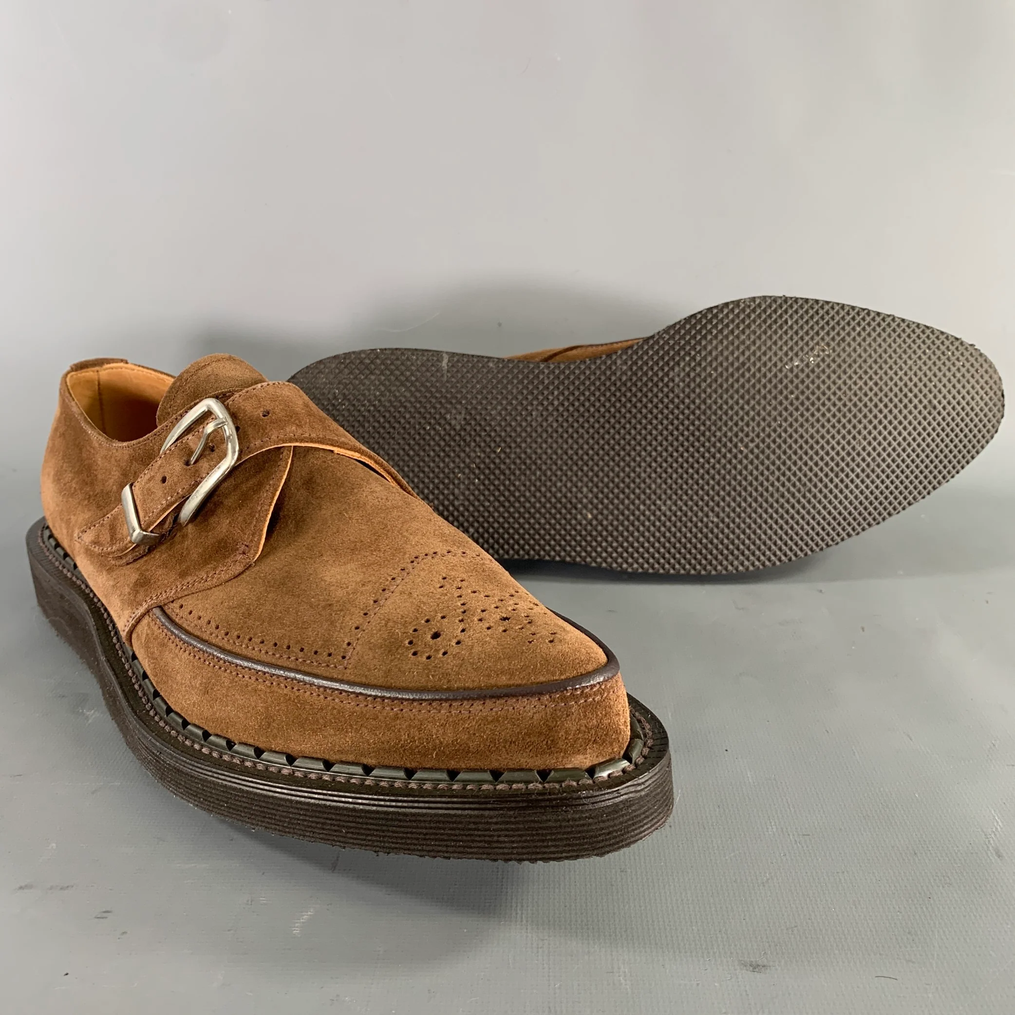 GEORGE COX Size 10 Brown 4200 MG MONK 593 Leather Creeper Loafers - Image 5