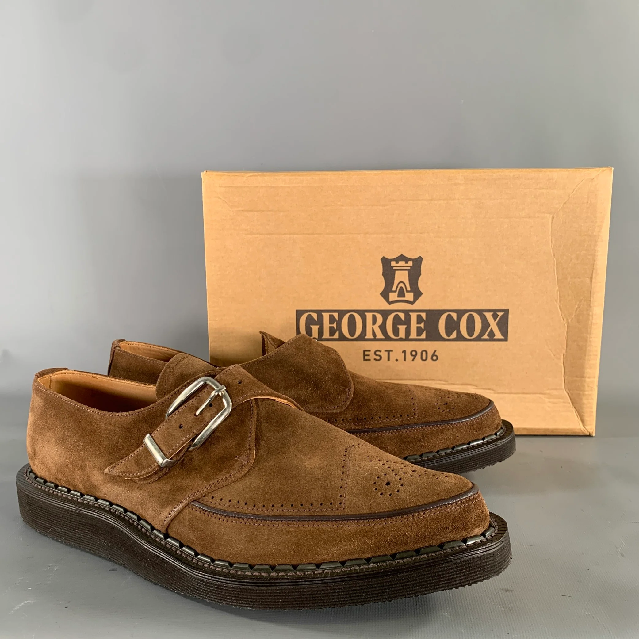 GEORGE COX Size 10 Brown 4200 MG MONK 593 Leather Creeper Loafers - Image 7