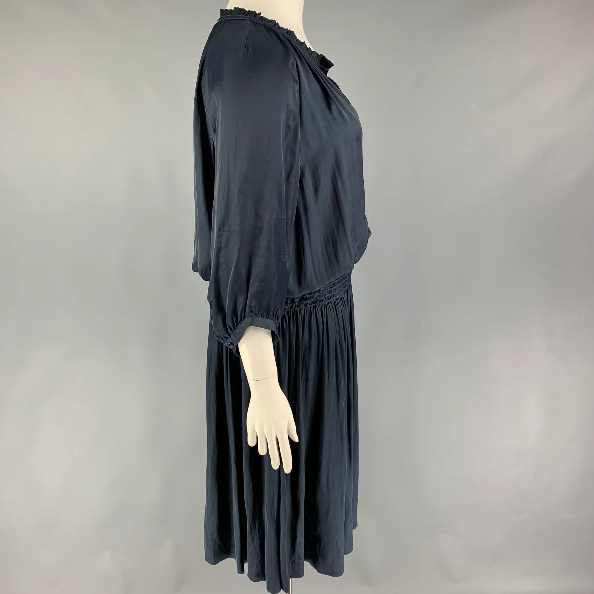 GERARD DAREL Size 14 Navy Polyester Elastic Waistband Dress - Image 3