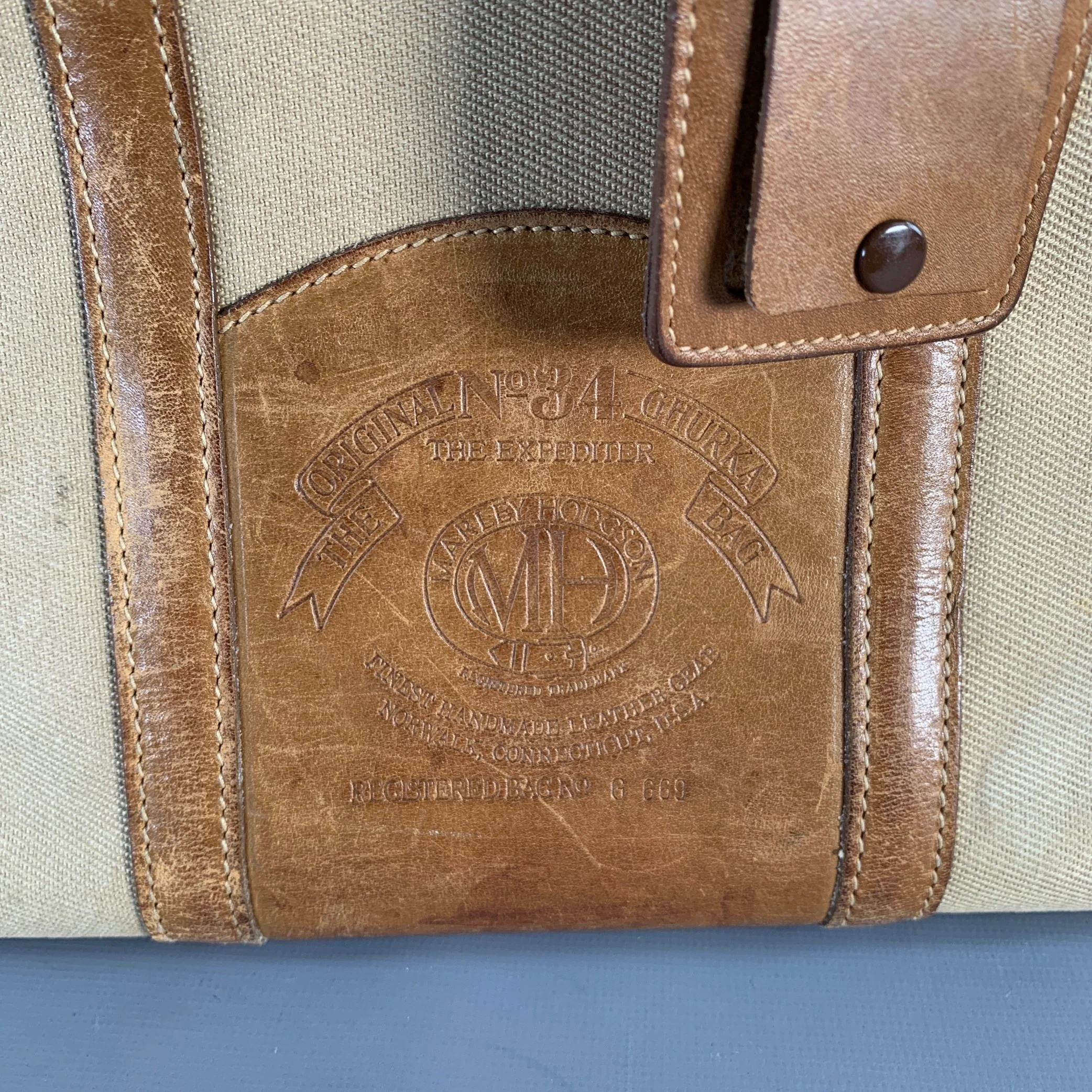 GHURKA Brown Tan Leather Canvas Briefcase - Image 2