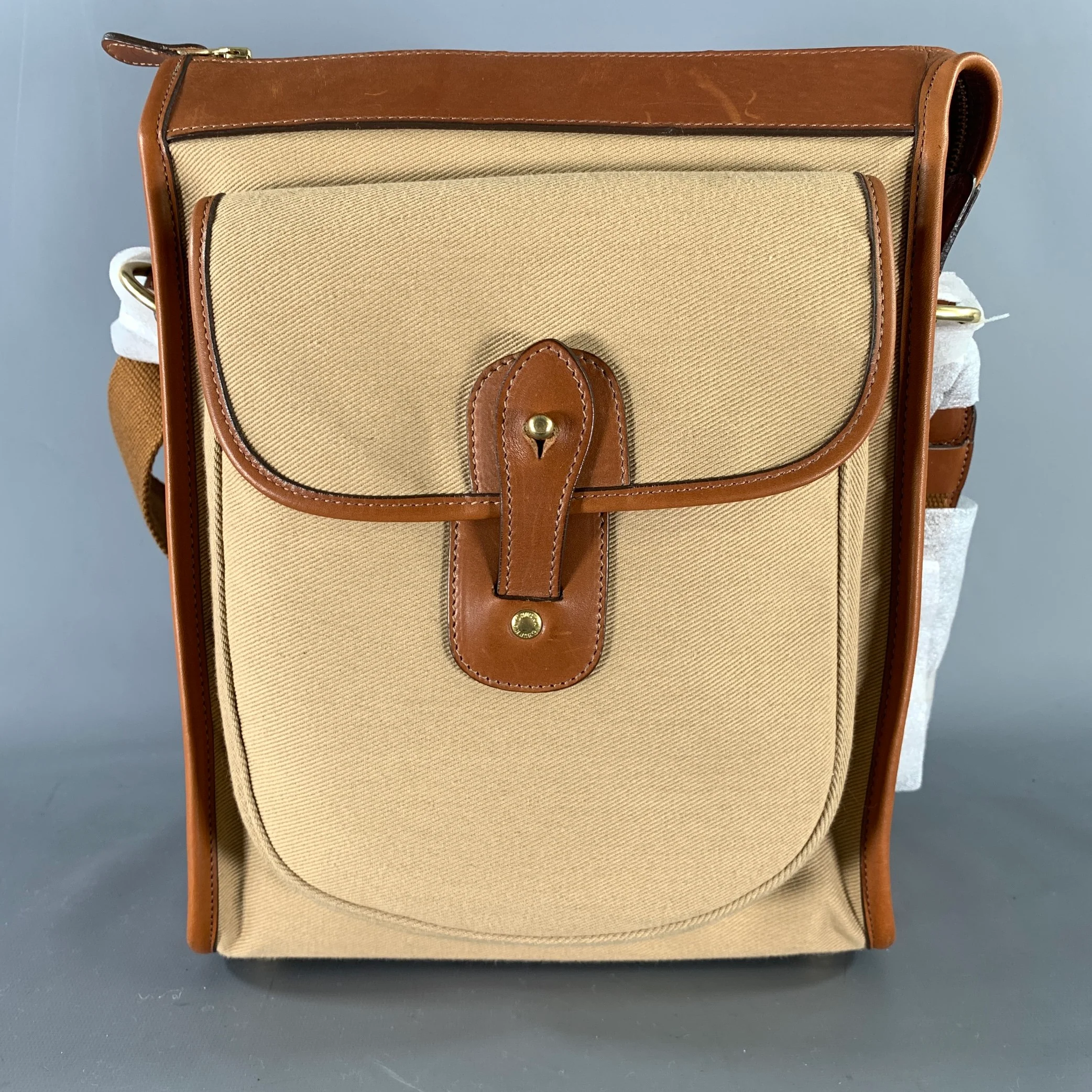 GHURKA Tan Brown Cotton Twill Tote Bags & Leather Goods