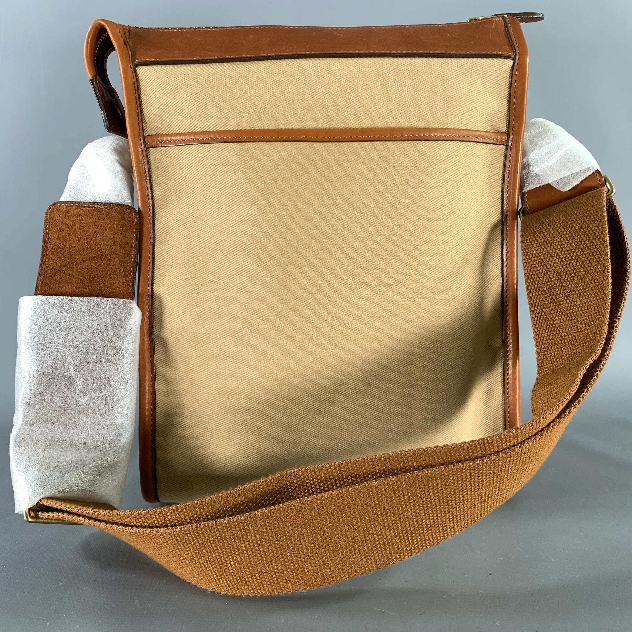 GHURKA Tan Brown Cotton Twill Tote Bags & Leather Goods - Image 4
