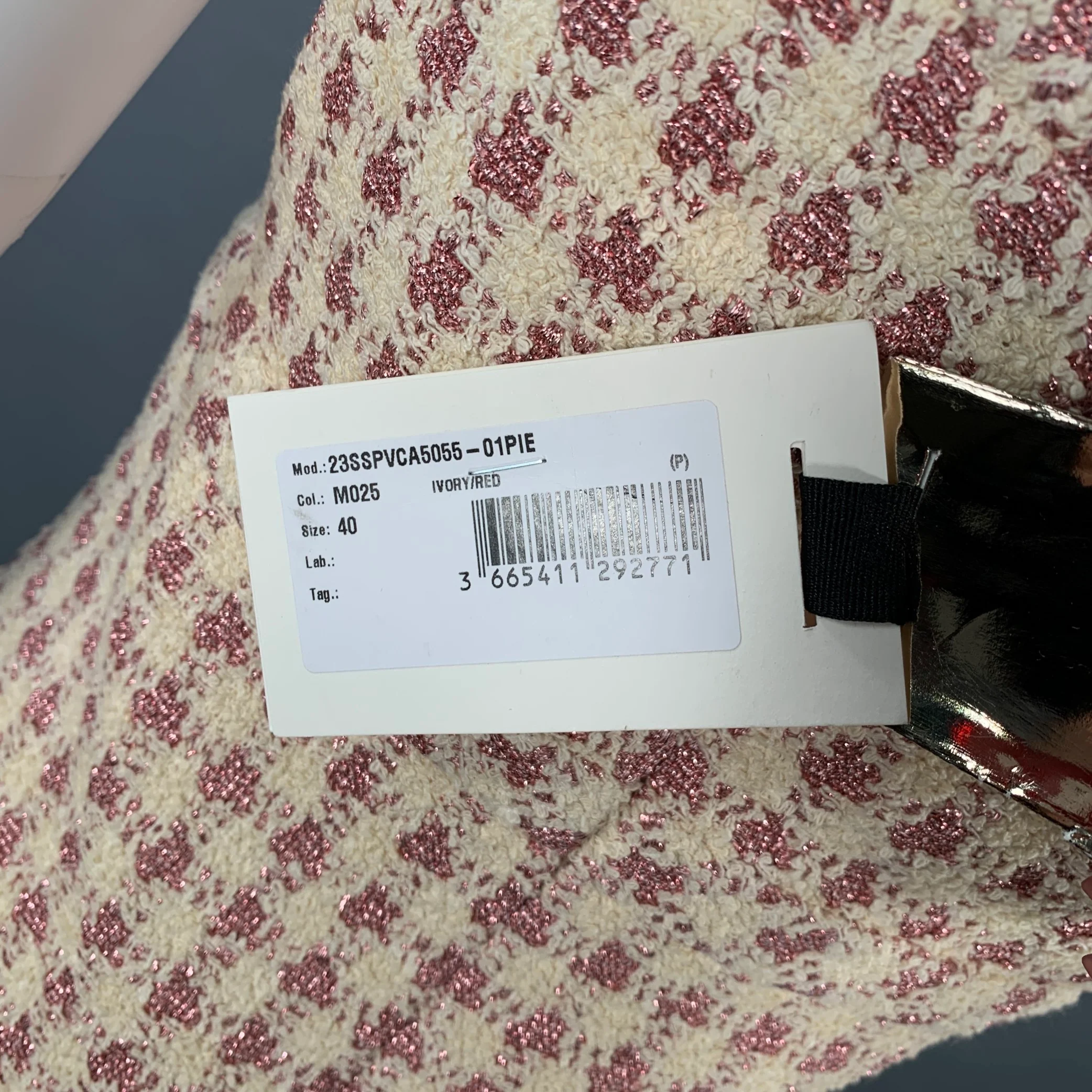 GIAMBATTISTA VALLI Size 4 Cream Pink Cotton Blend Houndstooth A-Line Dress - Image 6