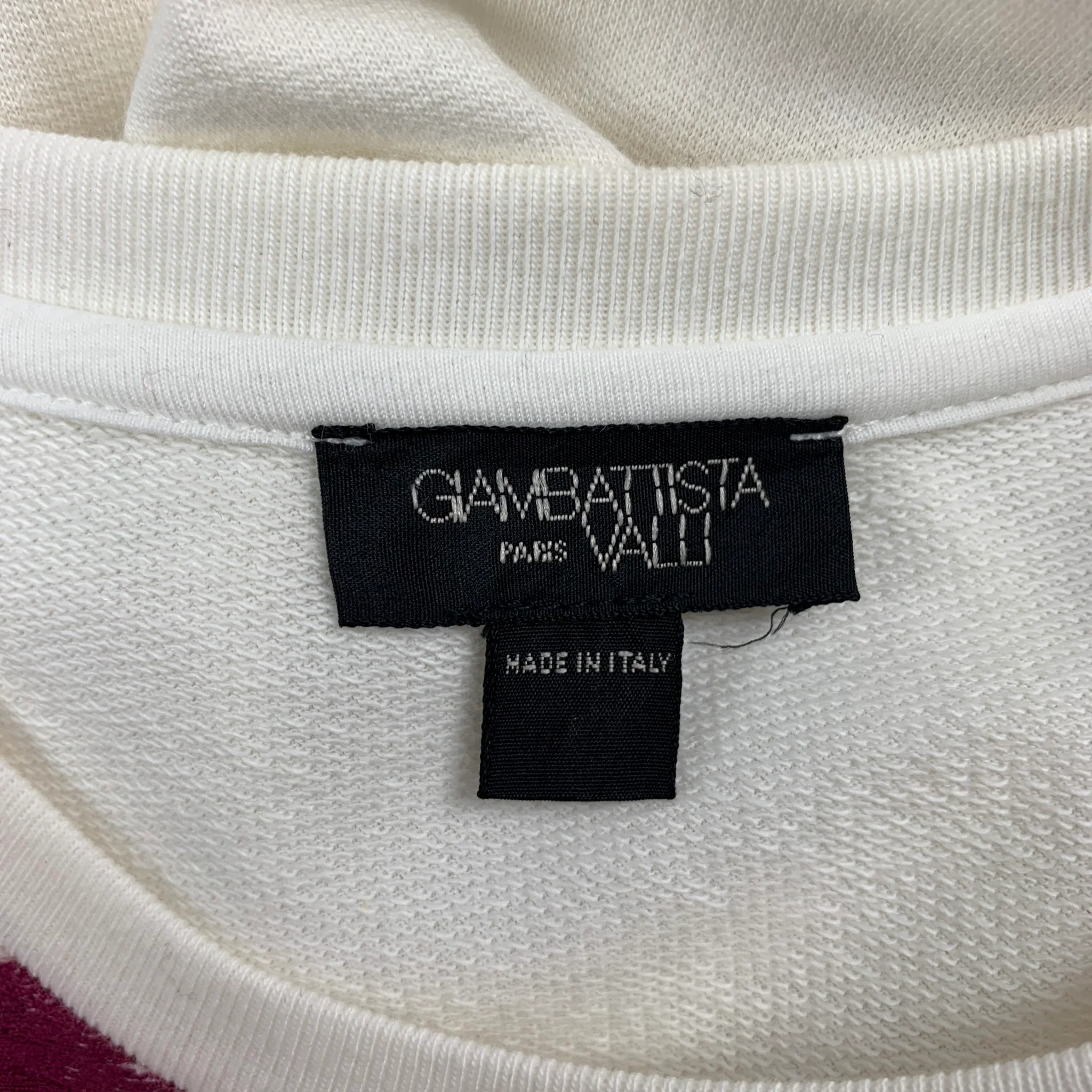 GIAMBATTISTA VALLI Size S White Burgundy Pink Cotton Silk Floral Dress Top - Image 5
