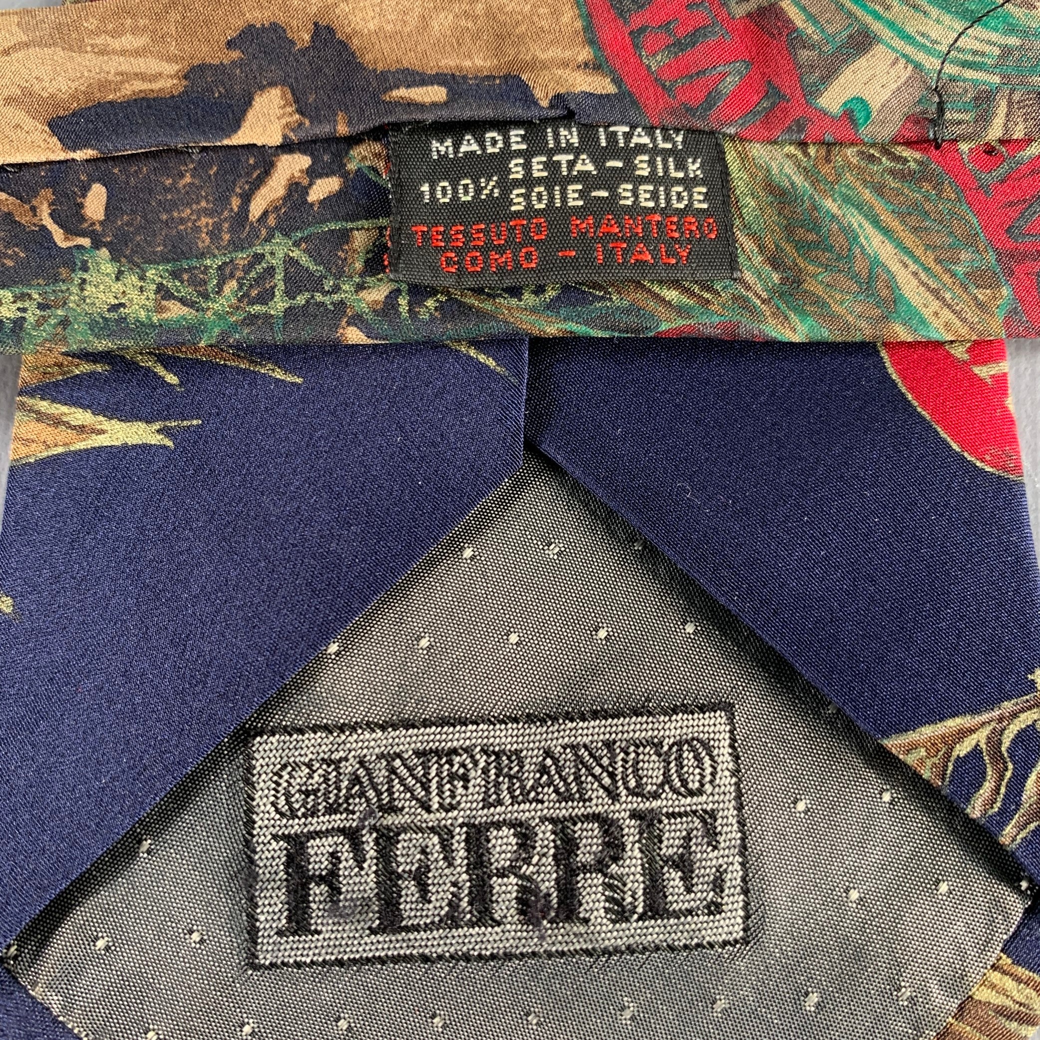 GIANFRANCO FERRE Burgundy Navy Silk Tie - Image 3