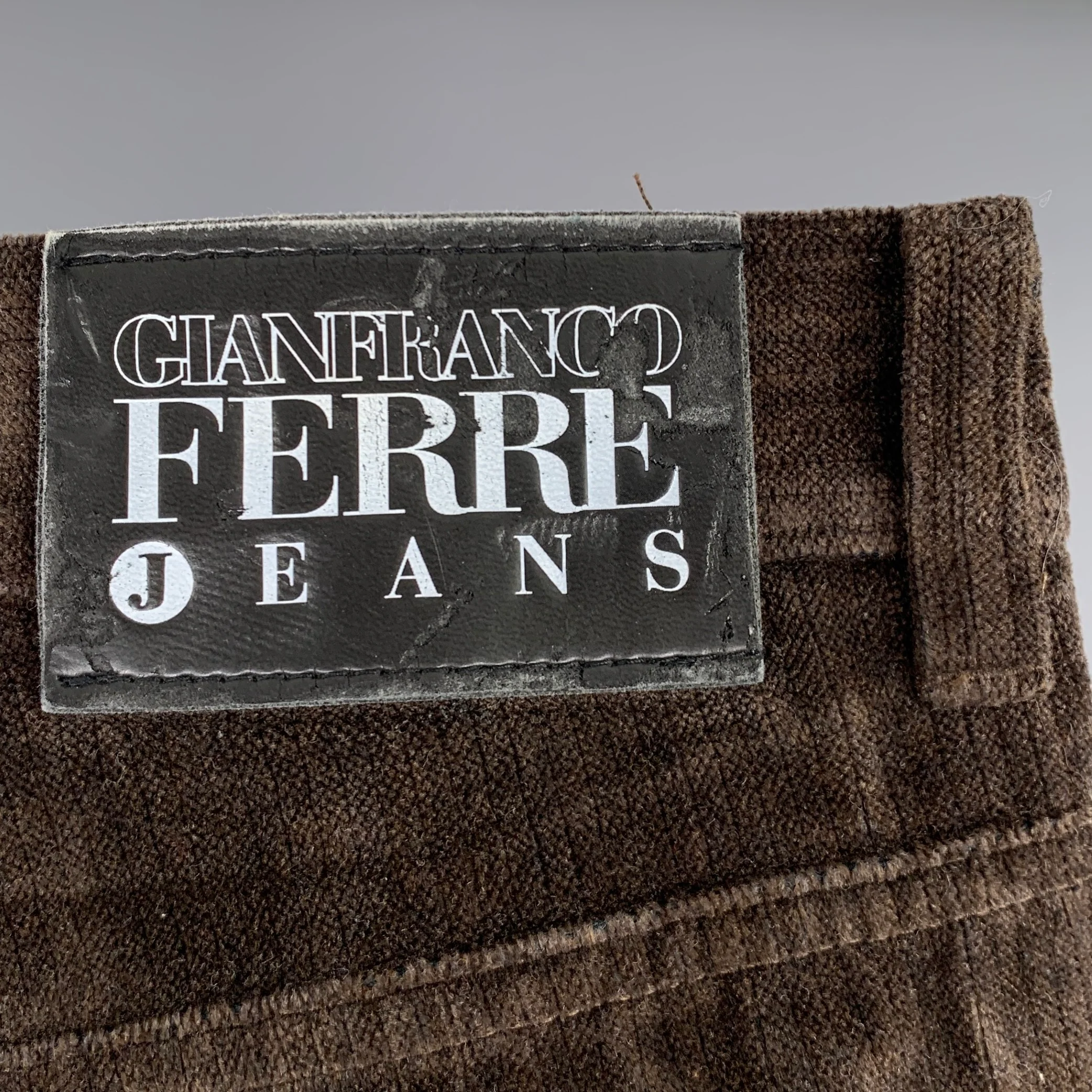 GIANFRANCO FERRE Size 33 Brown Velvet Cotton Button Fly Jeans - Image 3