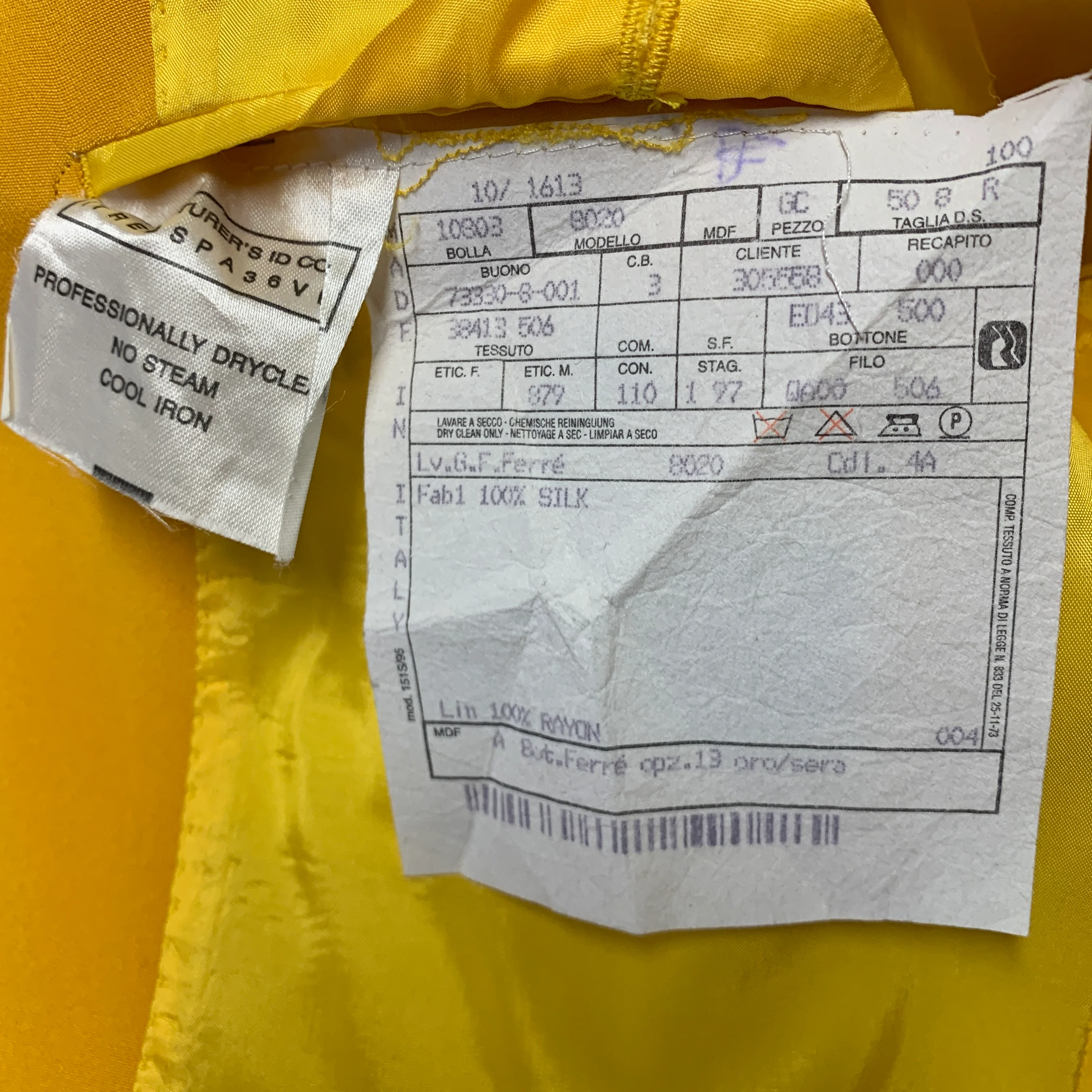 GIANFRANCO FERRE Size 40 Yellow Silk Single Breasted Sport Coat - Image 8