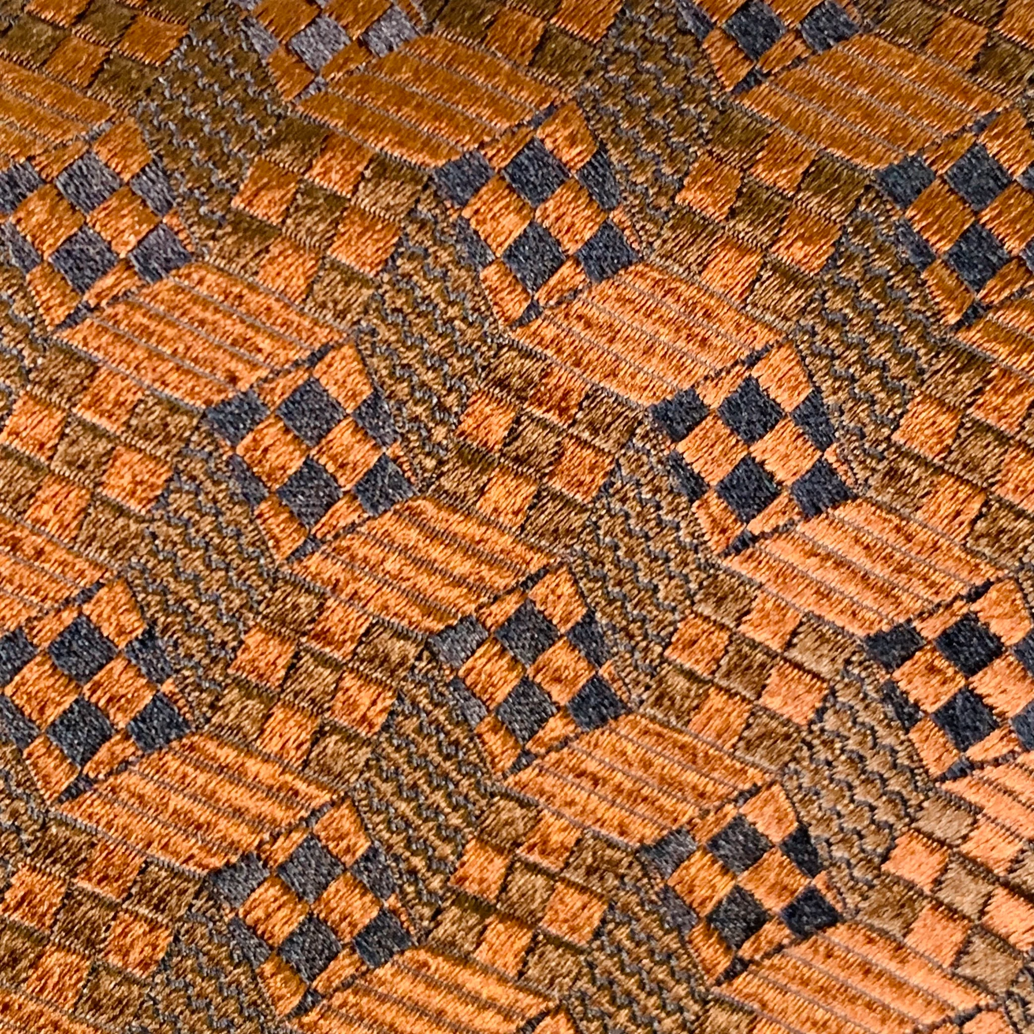 GIANNI VERSACE Brown Black Geometric Jacquard Silk Tie - Image 2